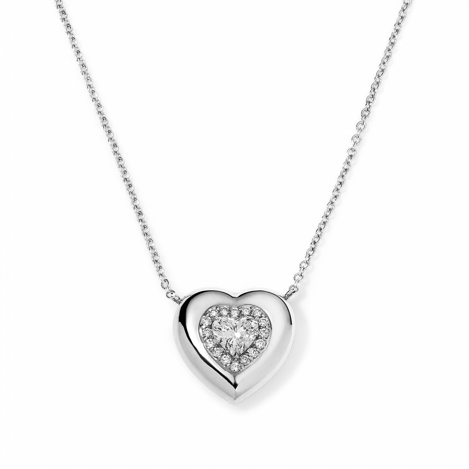 Mini Diamond Heart Button Necklace