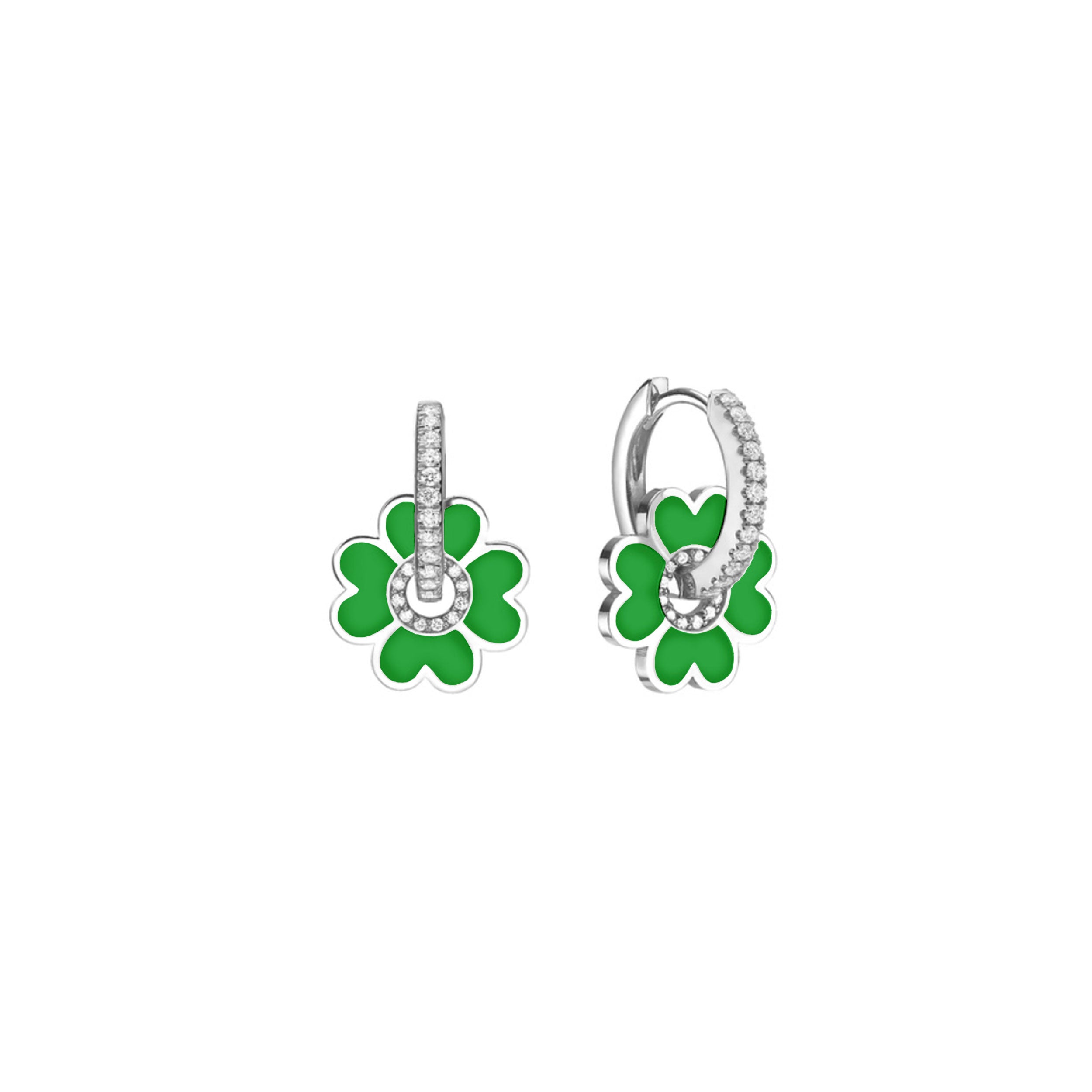 Midi Enamel Clover Earring