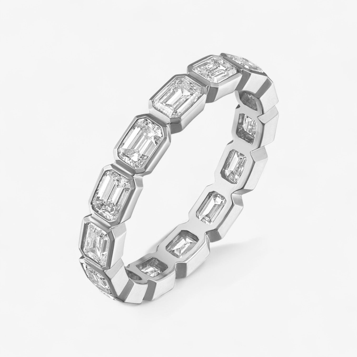 Margot Bezel Set East/West Emerald Cut Eternity Band