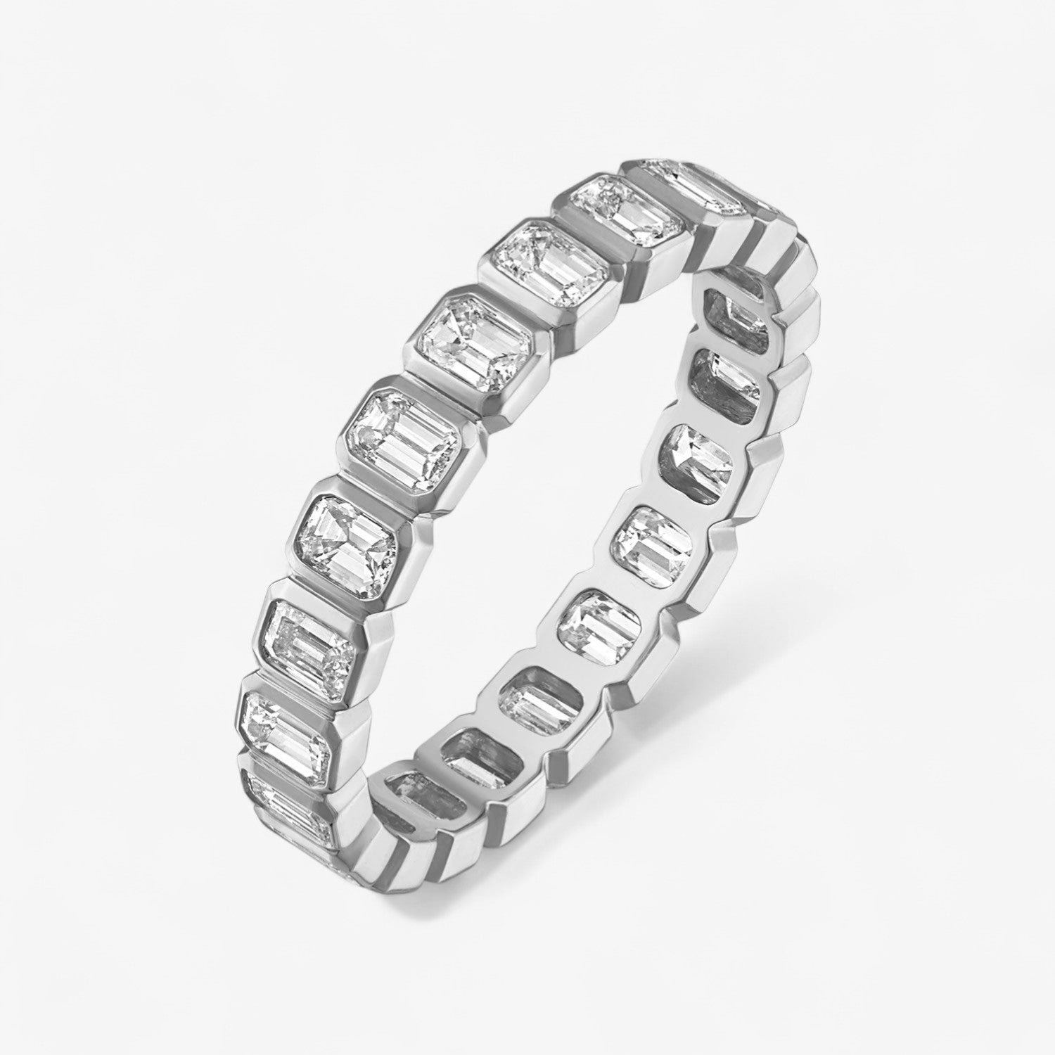 Bezel Set Emerald Eternity Band