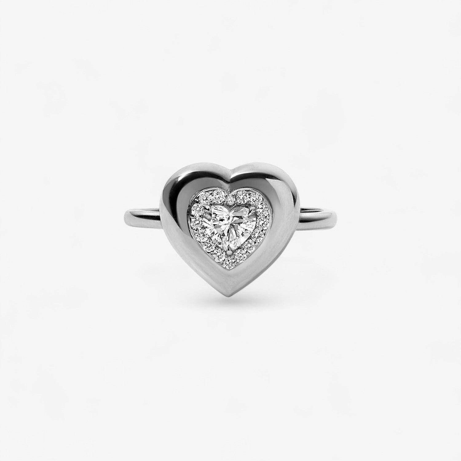 Mini Diamond Heart Button Ring