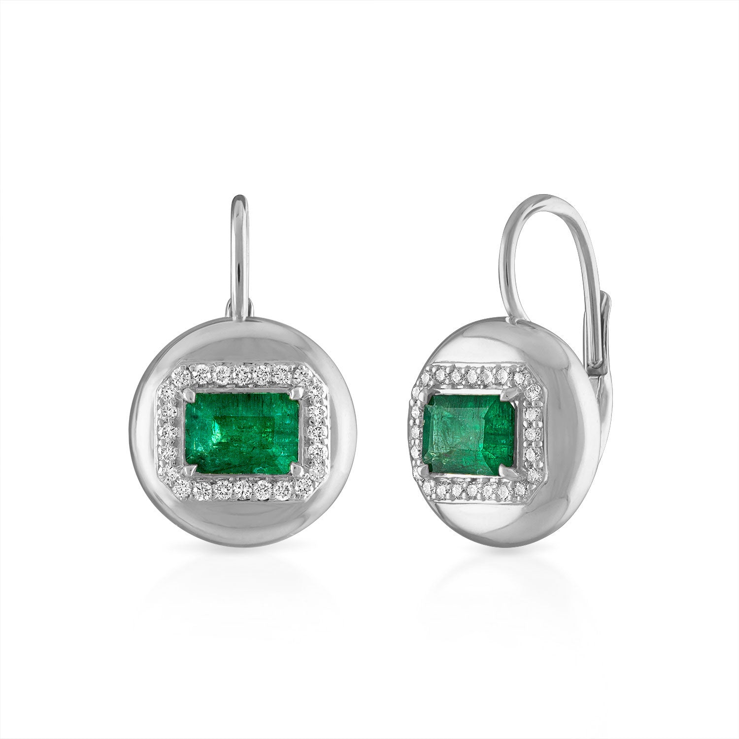 Mini Candy Button Emerald Cut Wire Earrings