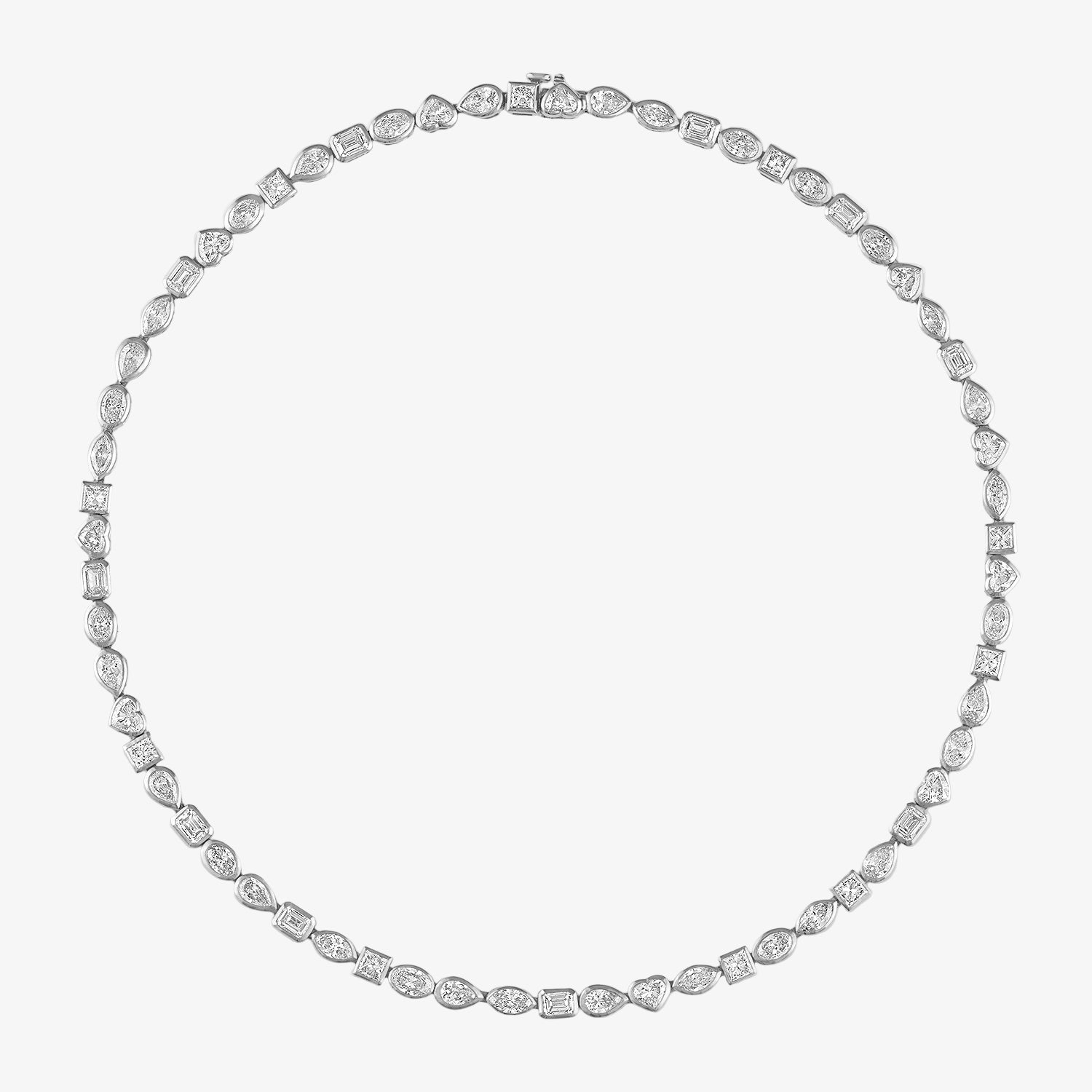 Margot Bezel Tennis Necklace 18K White Gold 16"