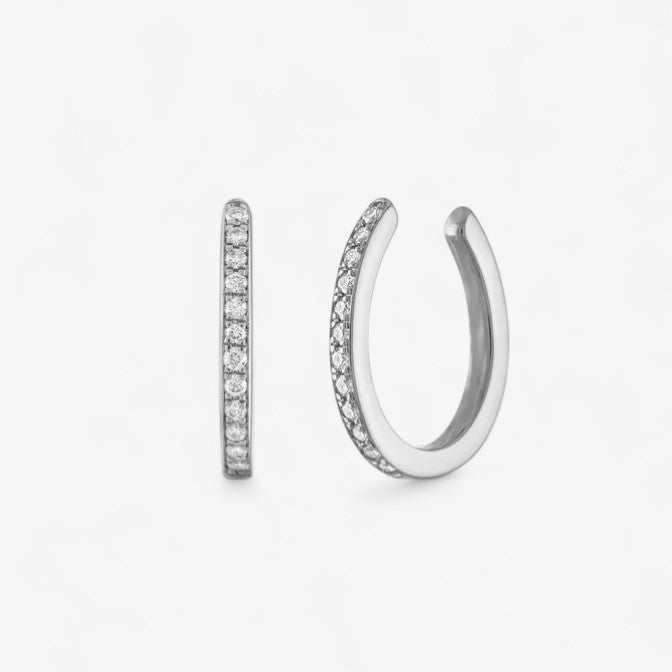Ivy Single Row Pave Ear Cuff 14K White Gold