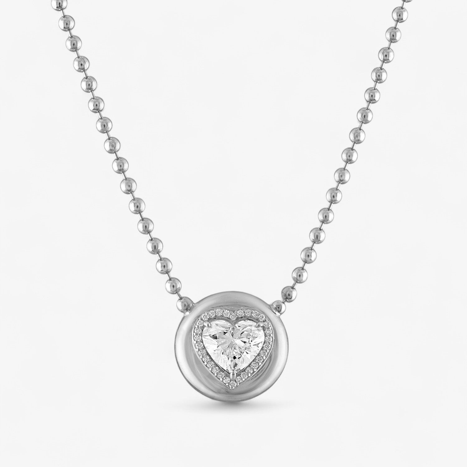 Diamond Heart Button Necklace