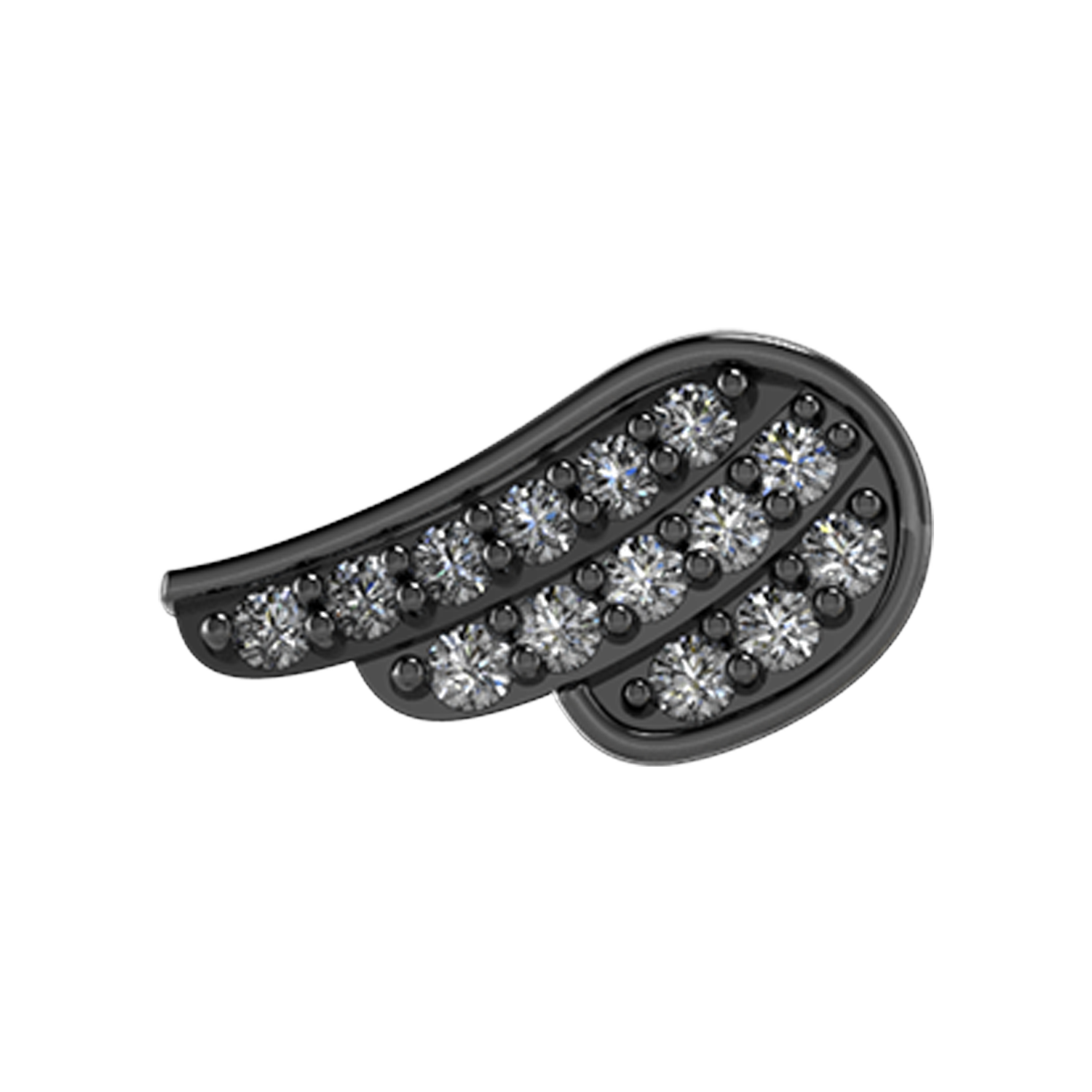 Left Angel Wing Slider Charm Black Rhodium