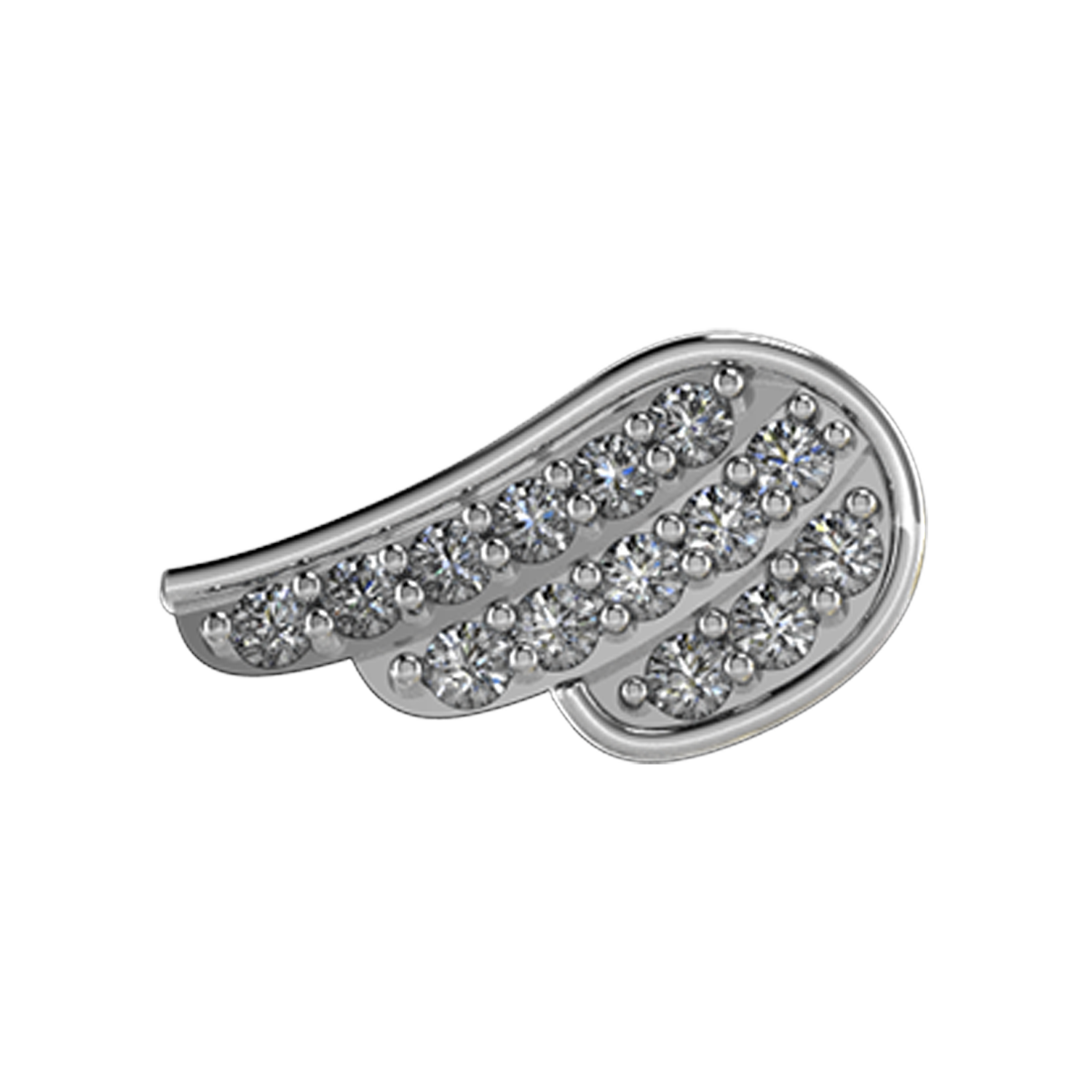 Left Angel Wing Slider Charm 18K White Gold