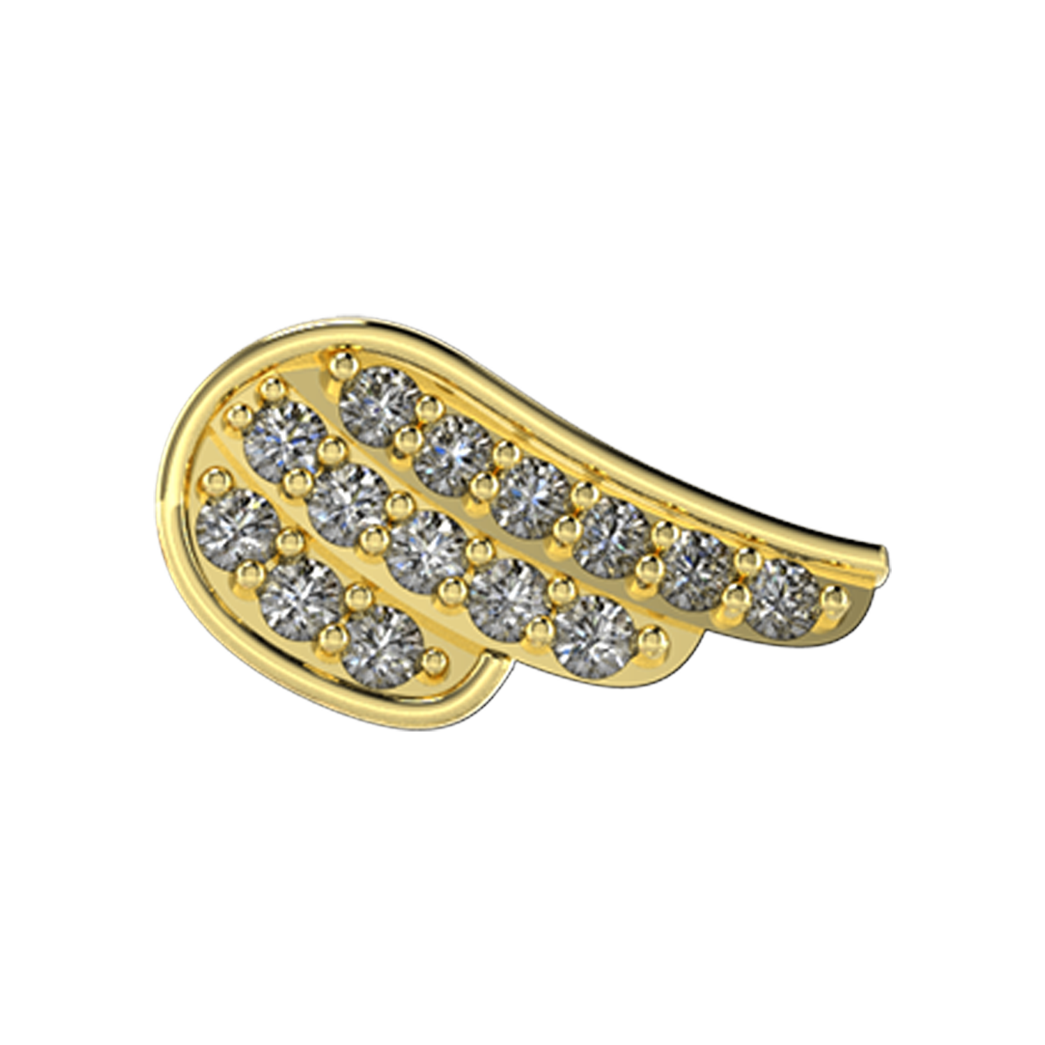 Left Angel Wing Slider Charm 18K Yellow Gold