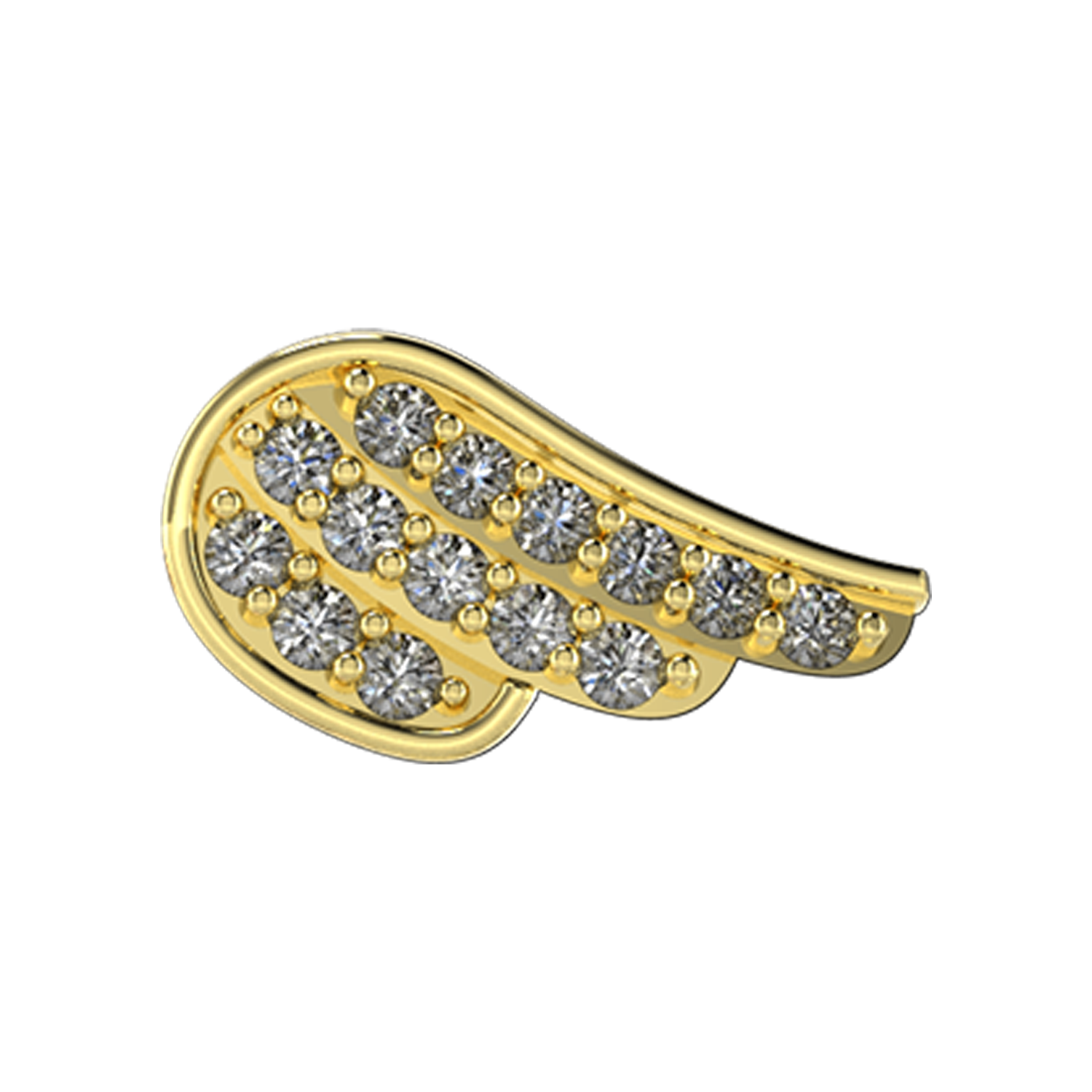 Right Angel Wing Slider Charm 18K Yellow Gold