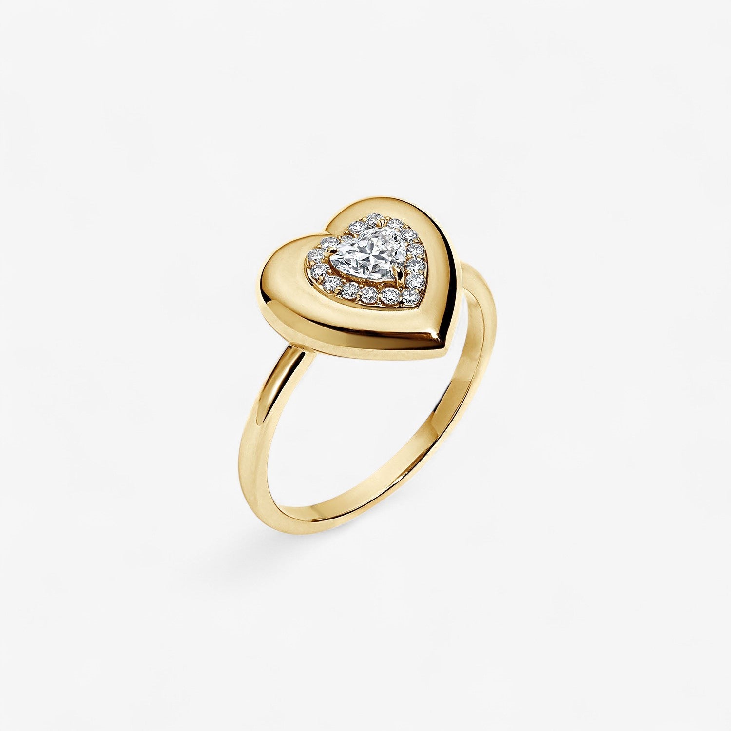 Mini Diamond Heart Button Ring