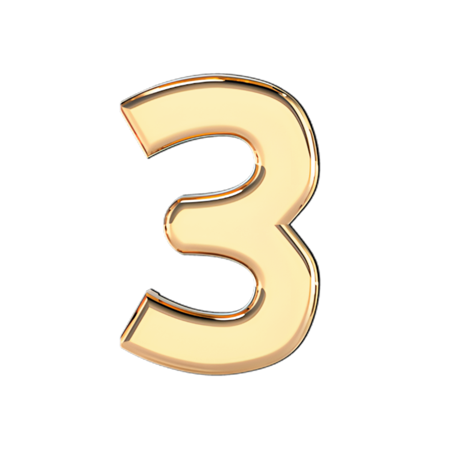 Slider Solid Number 3 Charm 18K Yellow Gold