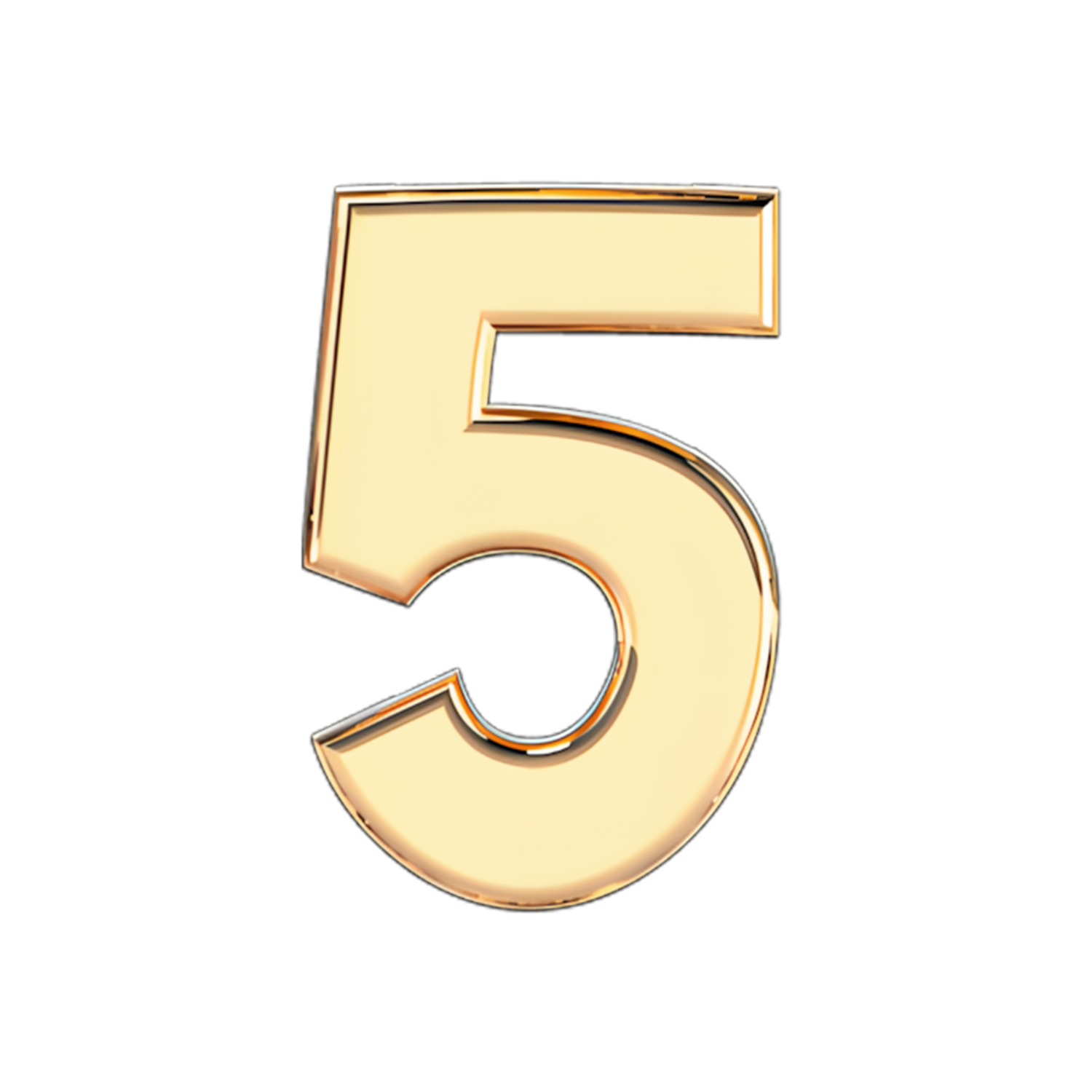 Slider Solid Number 5 Charm 18K Yellow Gold