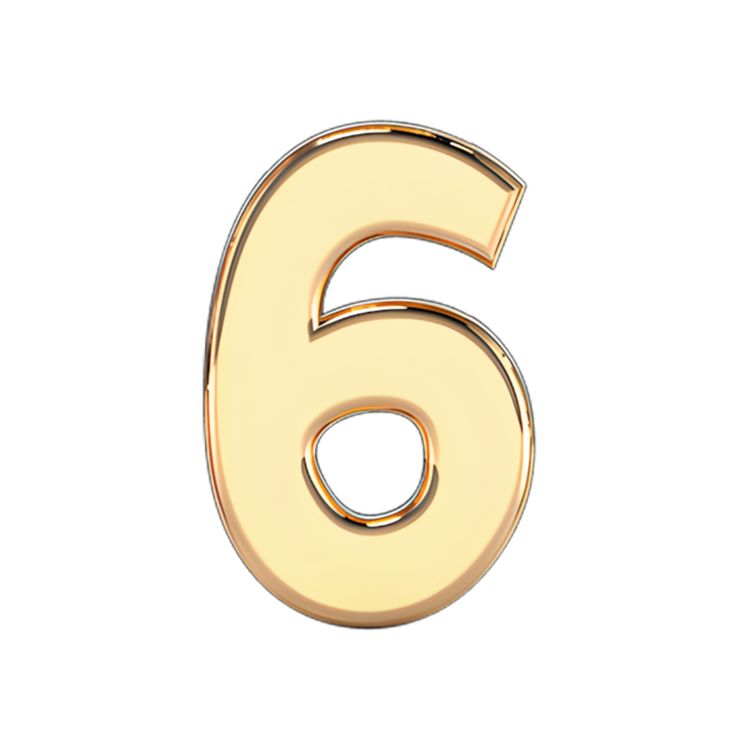 Solid Number 6 Slider Necklace Charm 14K Yellow Gold