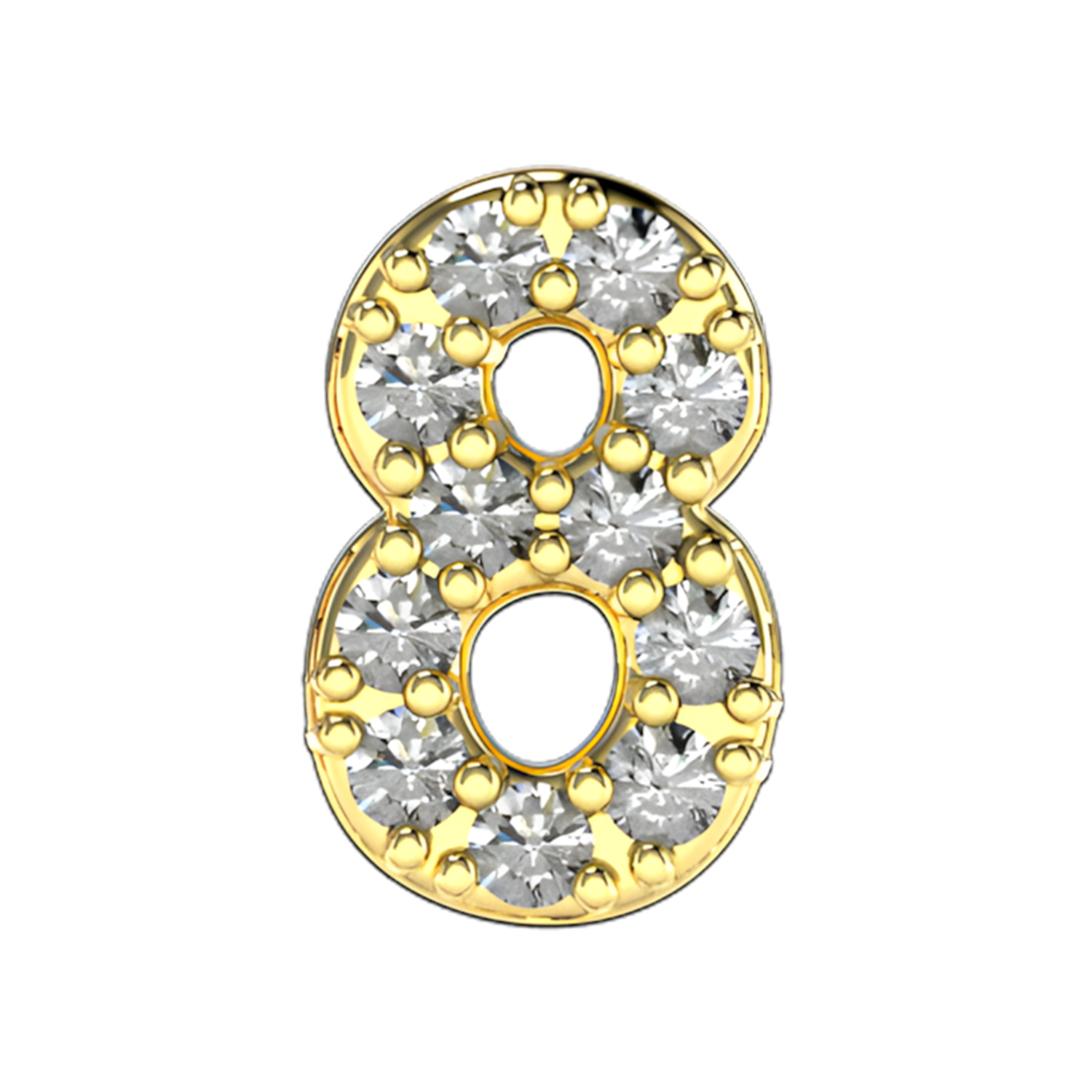 Pave Number 8 Slider Necklace Charm 14K Yellow Gold