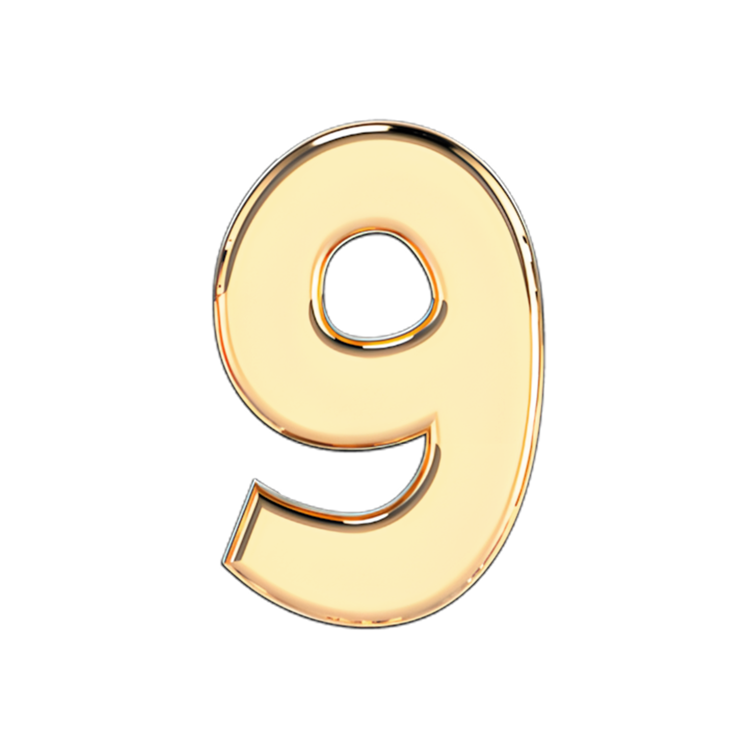 Slider Solid Number 9 Charm 18K Yellow Gold