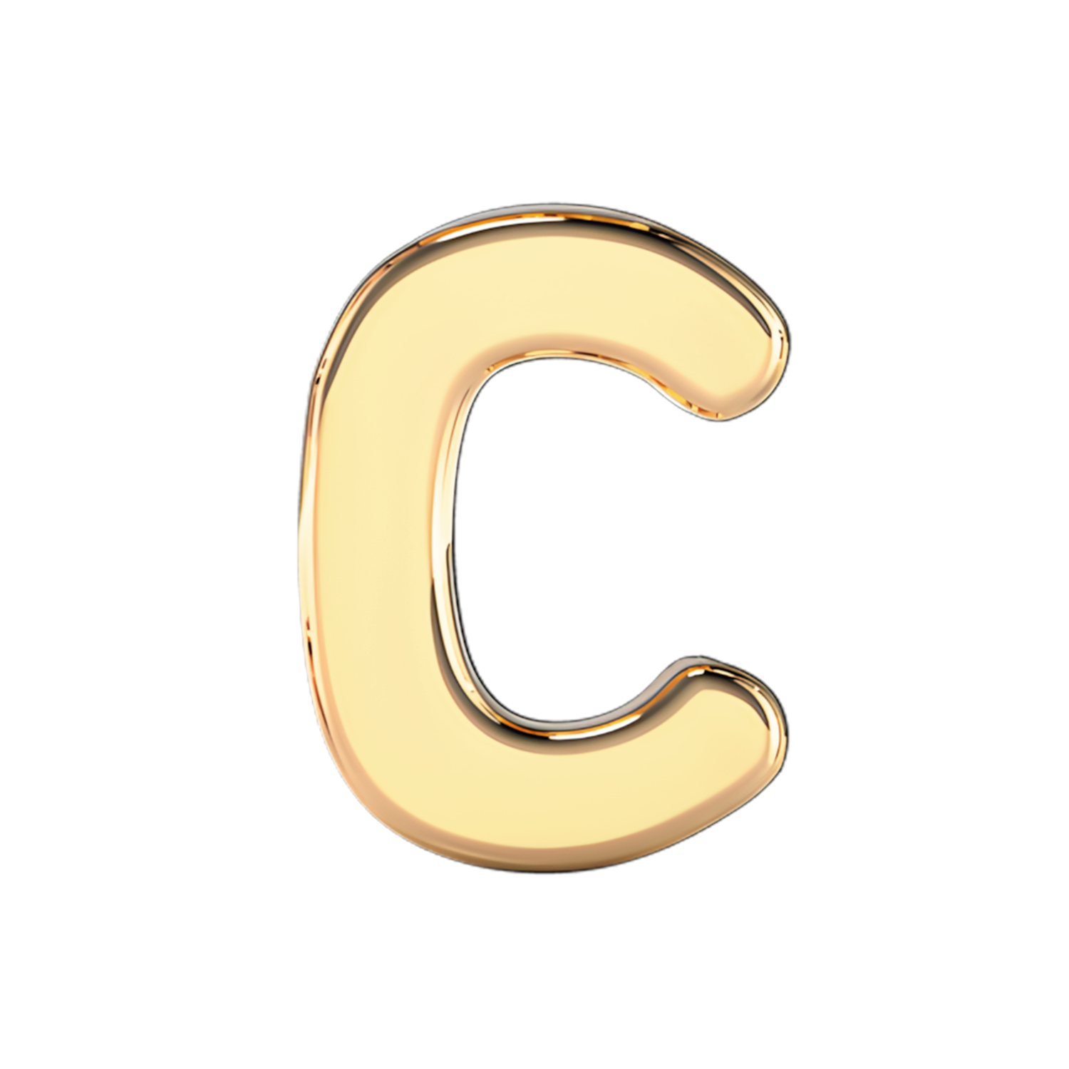 Slider Solid Letter C Charm 18K Yellow Gold