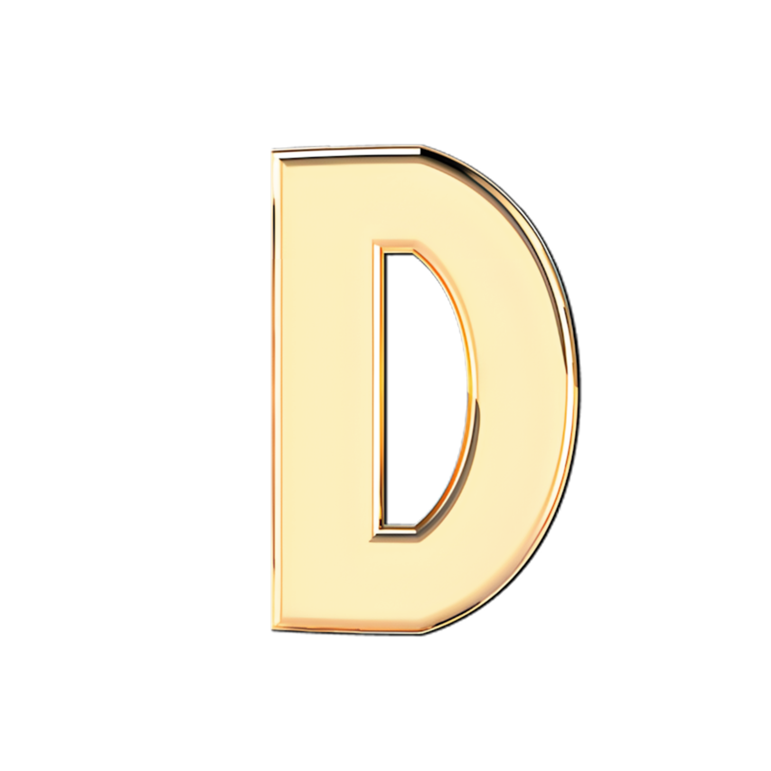 Solid Letter D Slider Necklace Charm 14K Yellow Gold