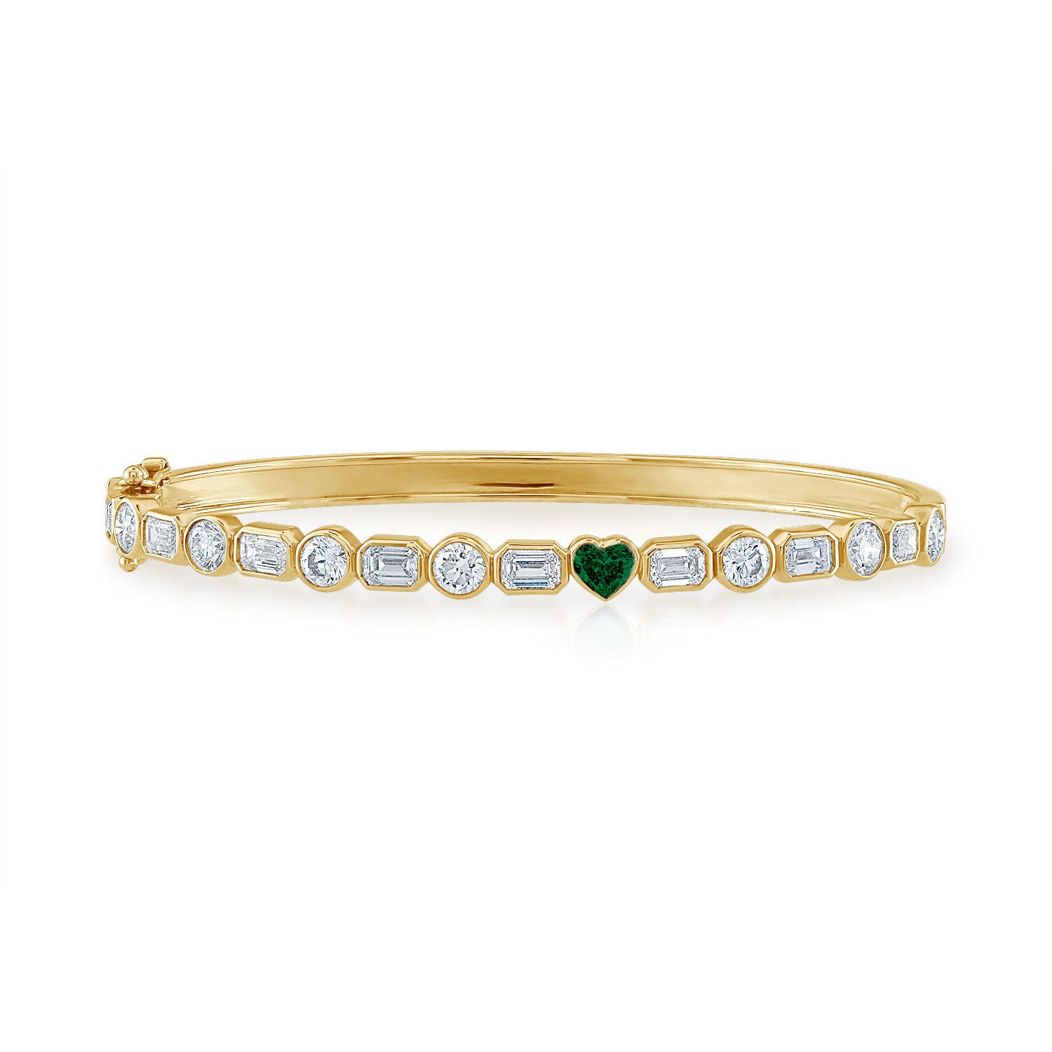Fancy Bezel Bangle with Birthstone Heart