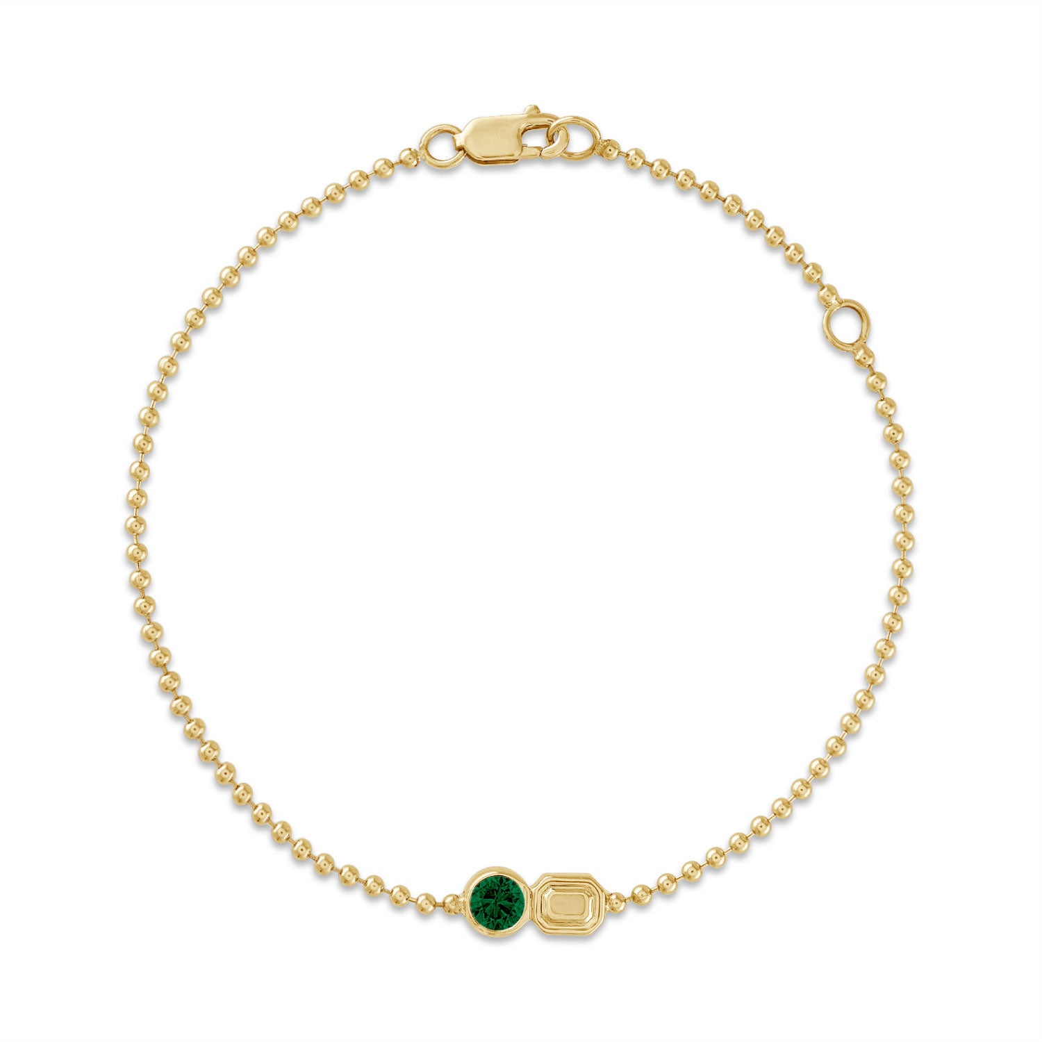 Fancy Bezel Gold and Birthstone Chain Bracelet