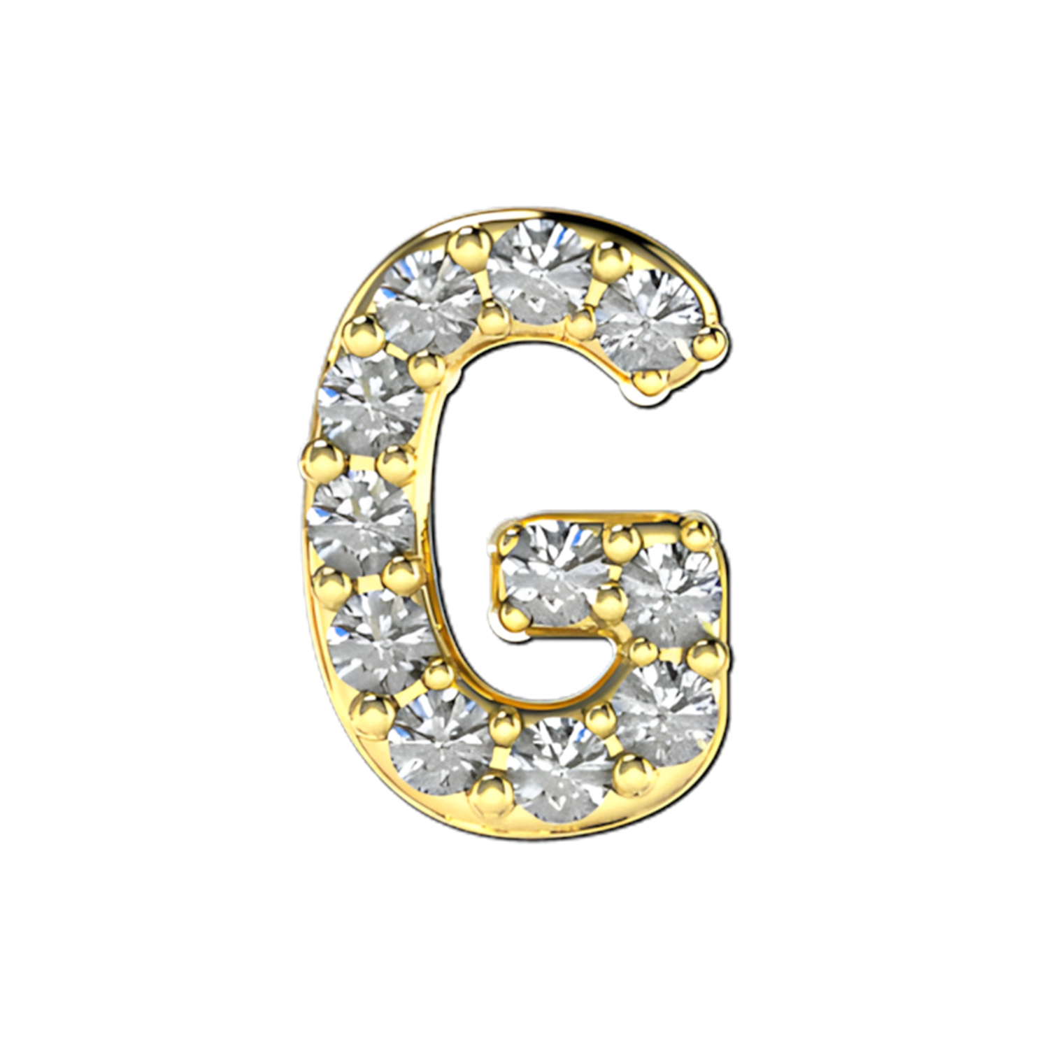Pave Letter G Slider Necklace Charm 14K Yellow Gold