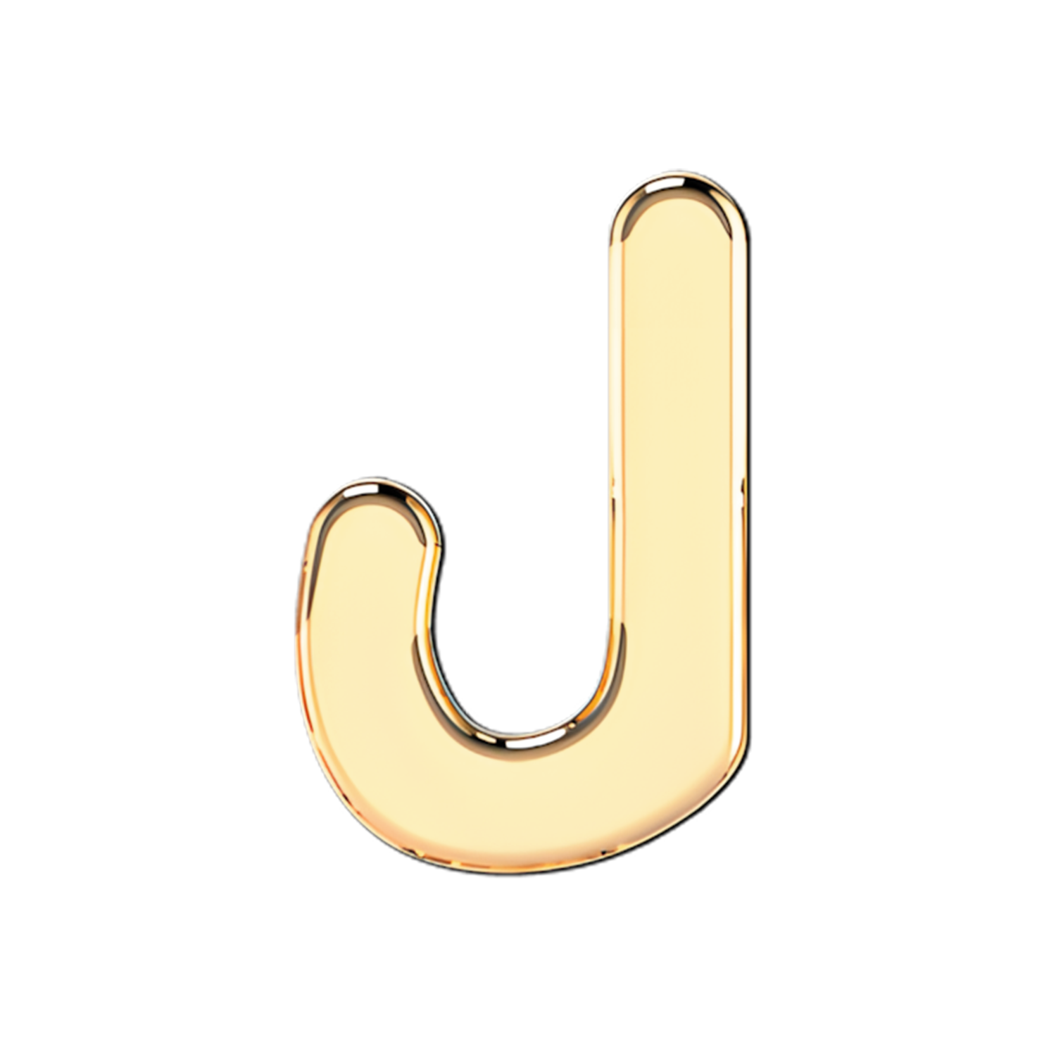 Slider Solid Letter J Charm 18K Yellow Gold