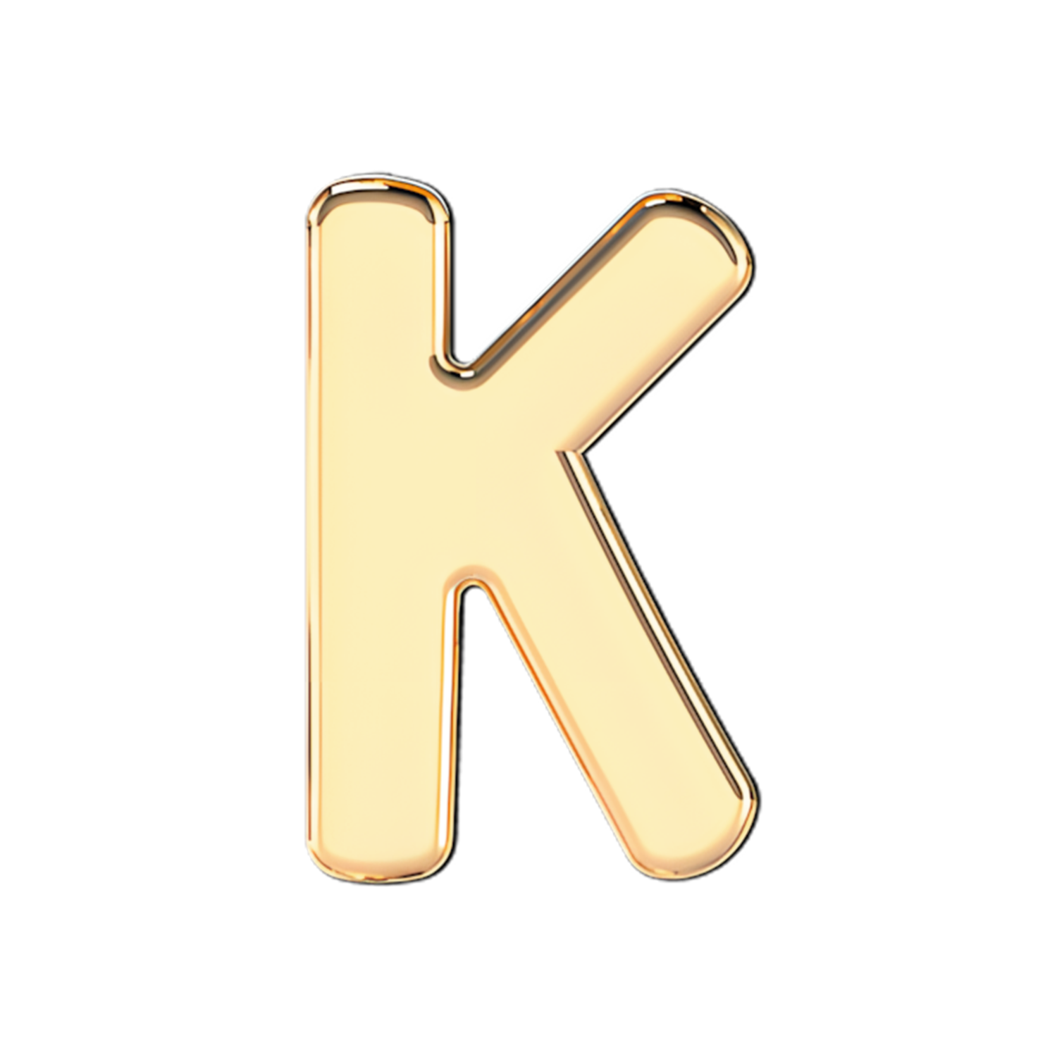Solid Letter K Slider Necklace Charm 14K Yellow Gold