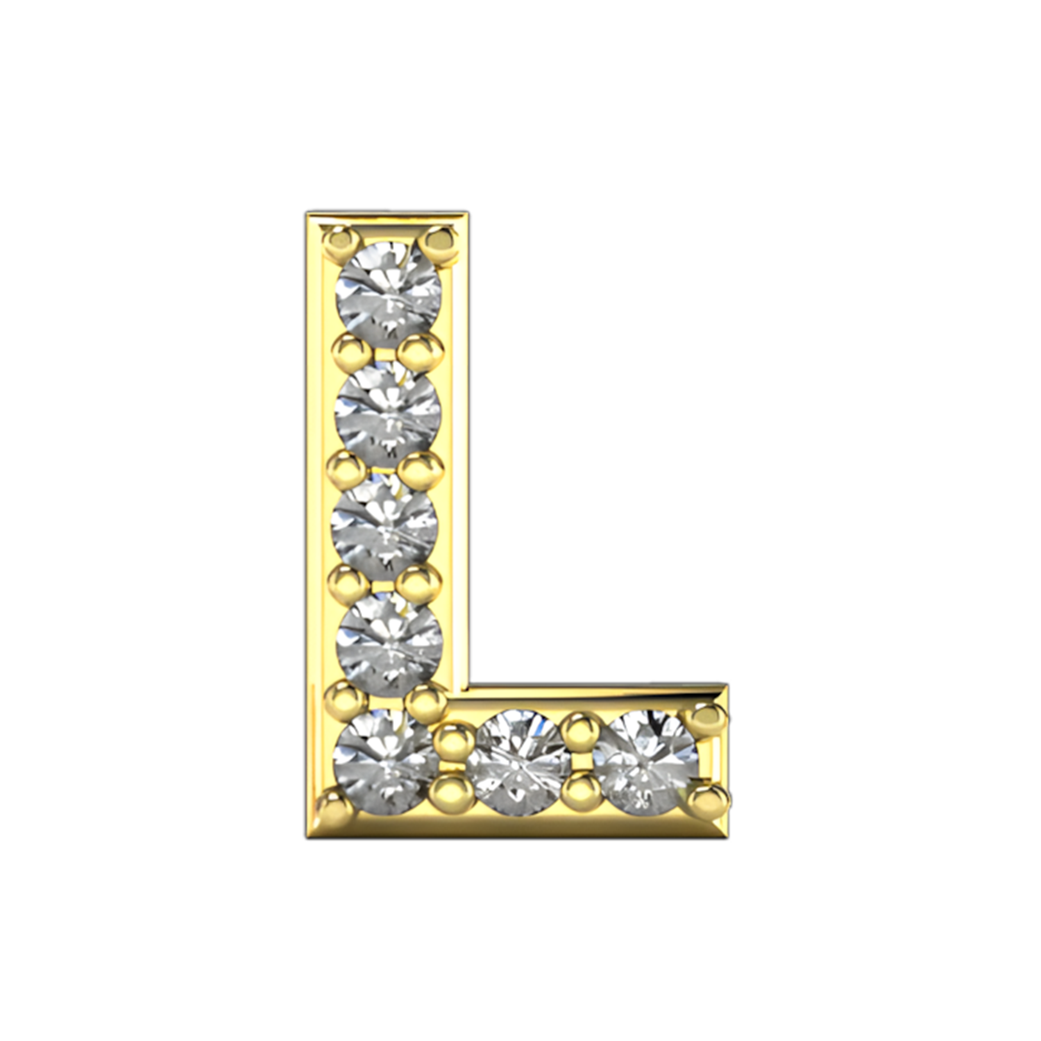 Pave Letter L Slider Necklace Charm 14K Yellow Gold