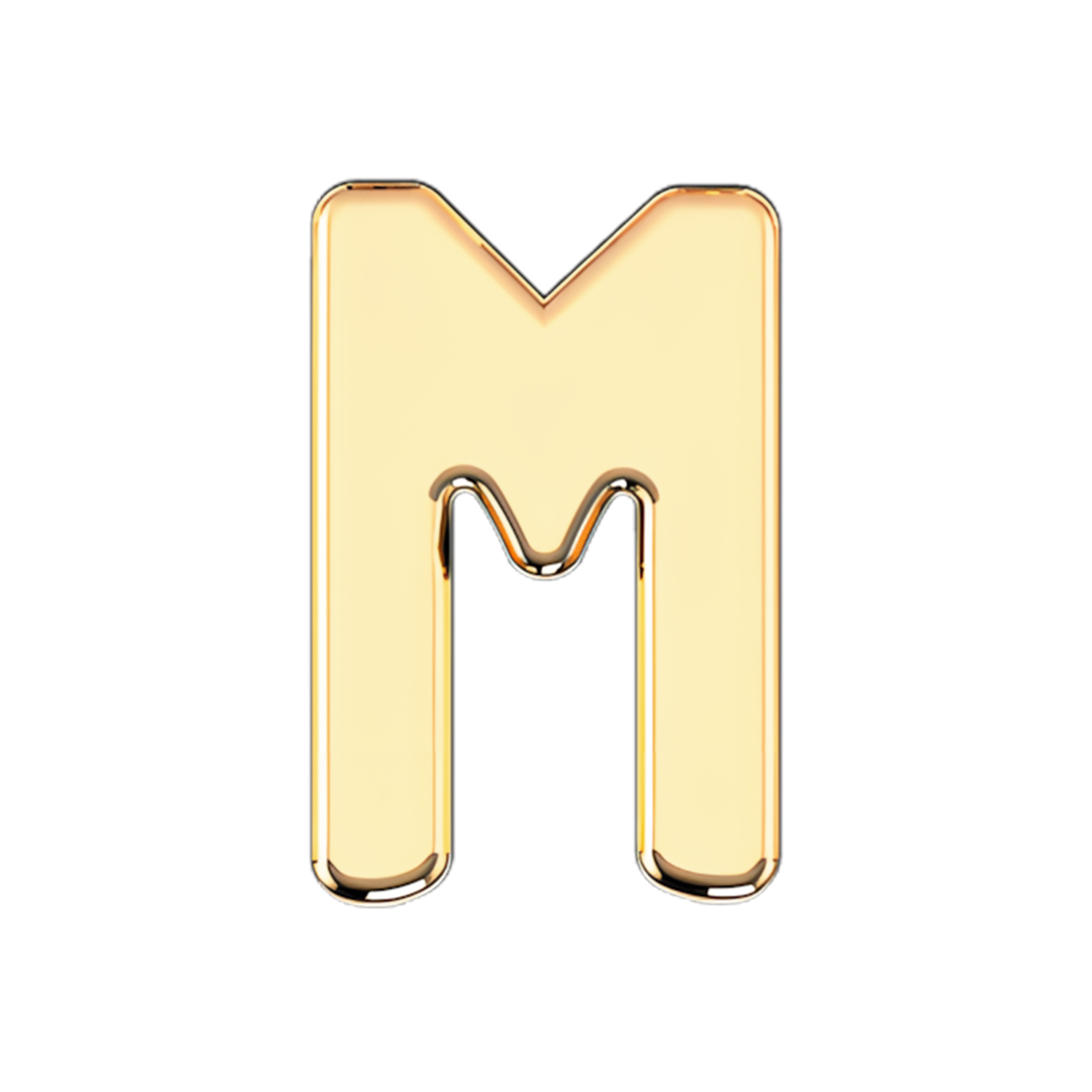Solid Letter M Slider Necklace Charm 14K Yellow Gold