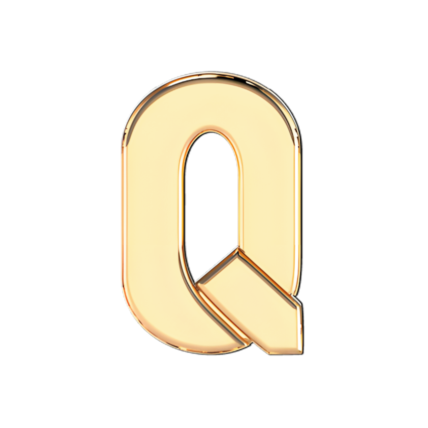 Slider Solid Letter Q Charm 18K Yellow Gold