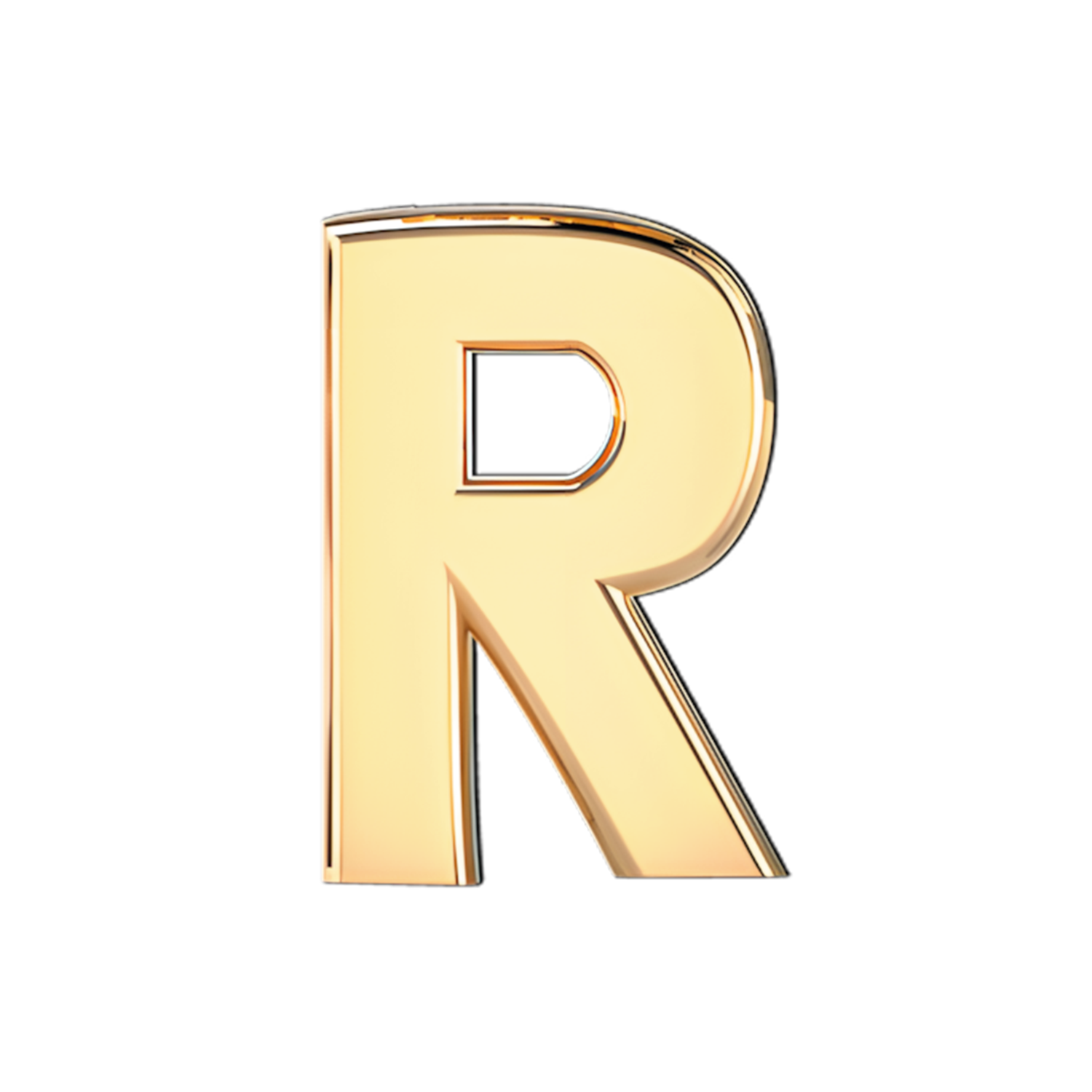Slider Solid Letter R Charm 18K Yellow Gold