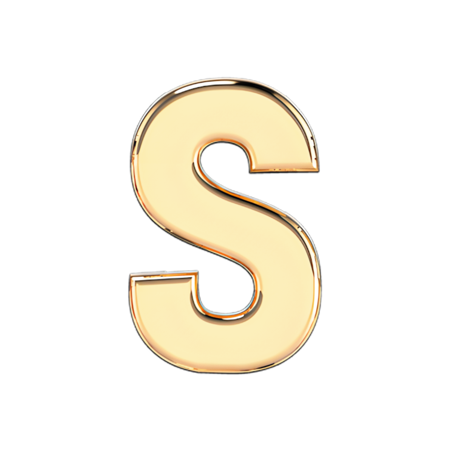 Slider Solid Letter S Charm 18K Yellow Gold