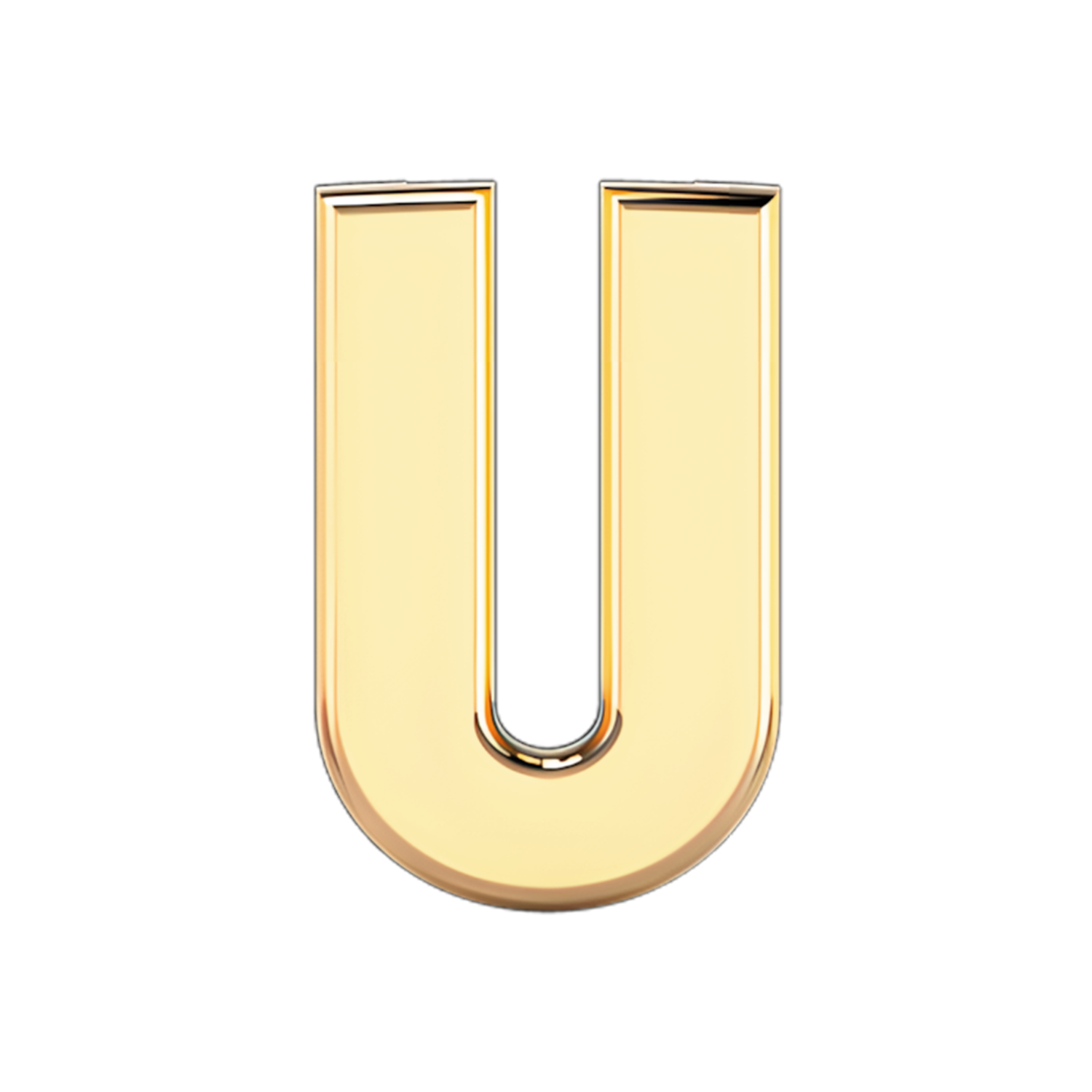 Solid Letter U Slider Necklace Charm 14K Yellow Gold