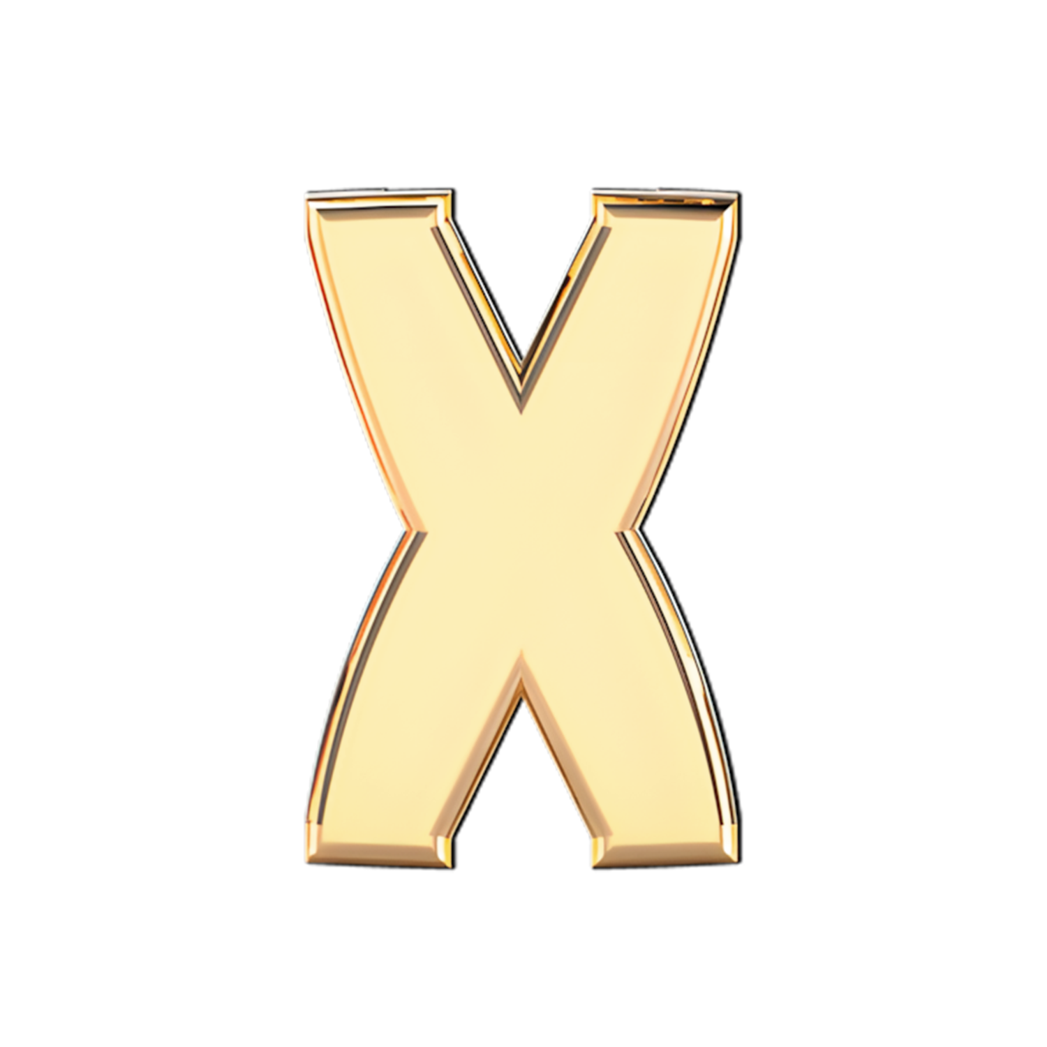 Solid Letter X Slider Necklace Charm 14K Yellow Gold