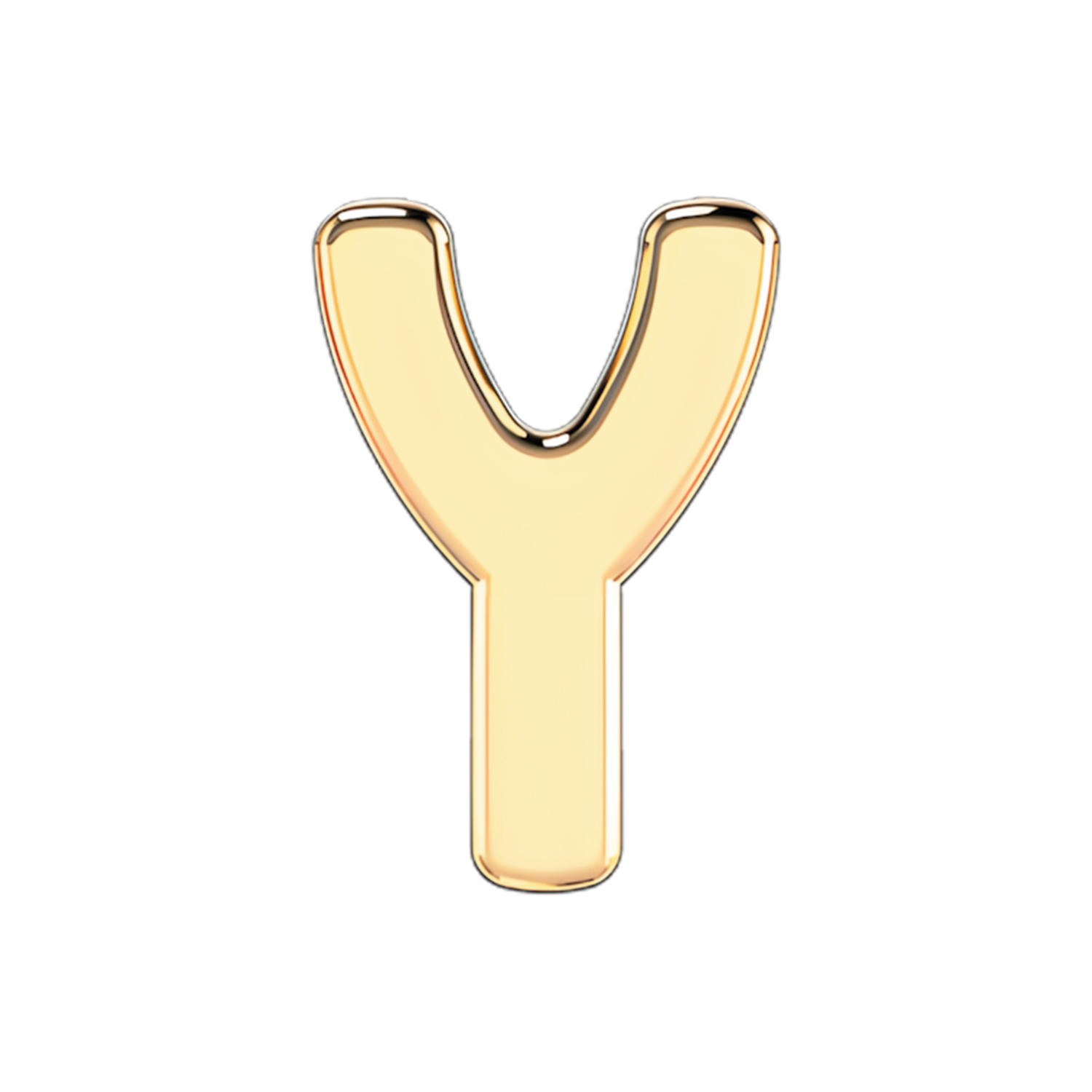 Solid Letter Y Slider Necklace Charm 14K Yellow Gold