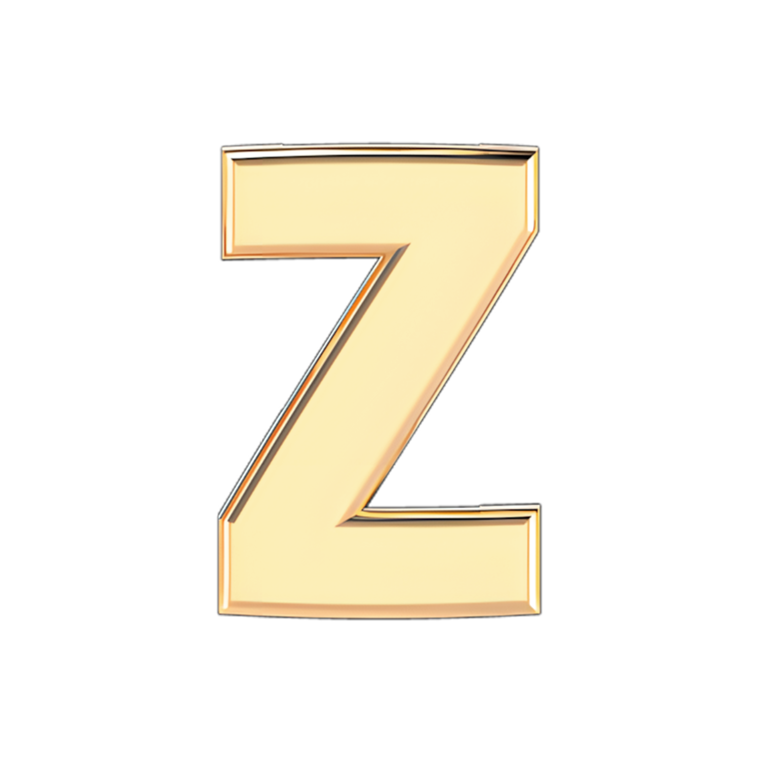 Solid Letter Z Slider Necklace Charm 14K Yellow Gold