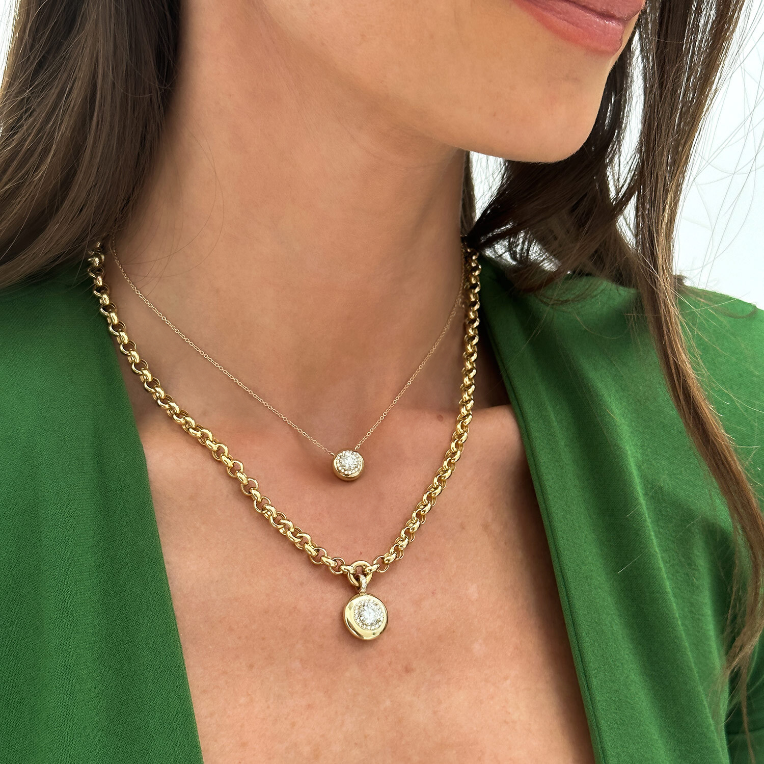 Petite Diamond Button Necklace