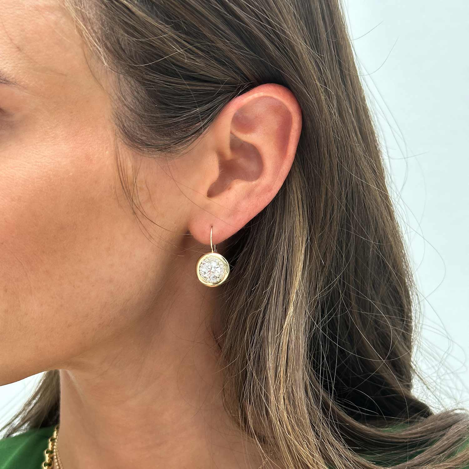 Mini Diamond Button Wire Earring