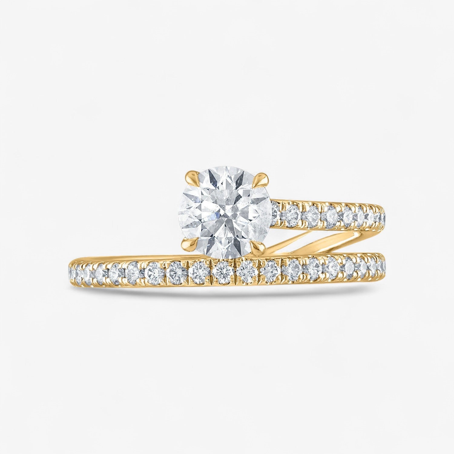 Pave Band and A Half 14K Yellow Gold