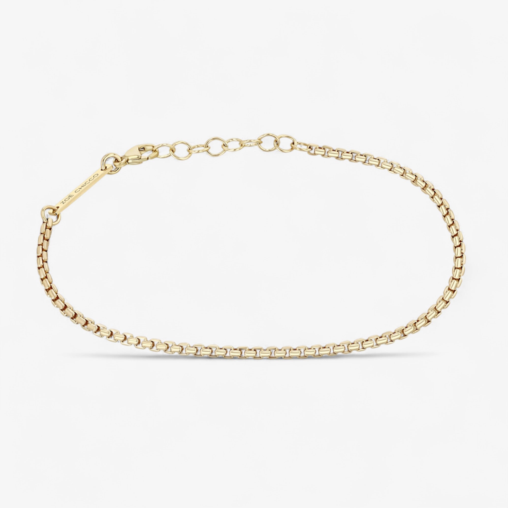 Small Gold Box Chain Bracelet
