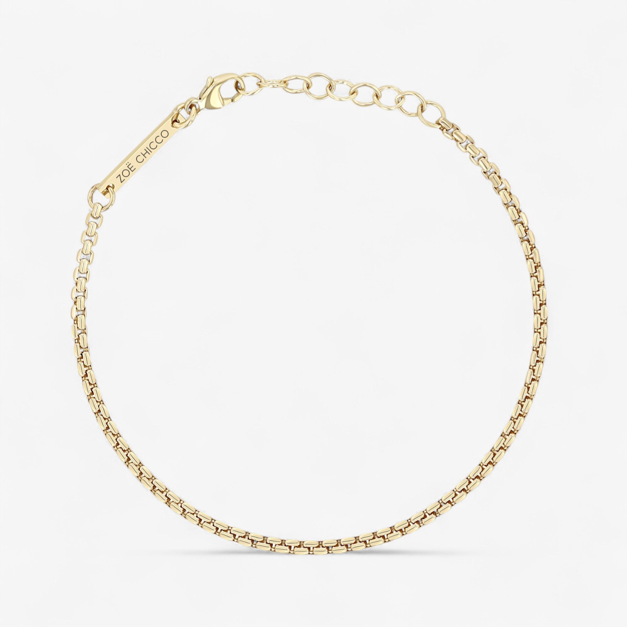 Small Gold Box Chain Bracelet