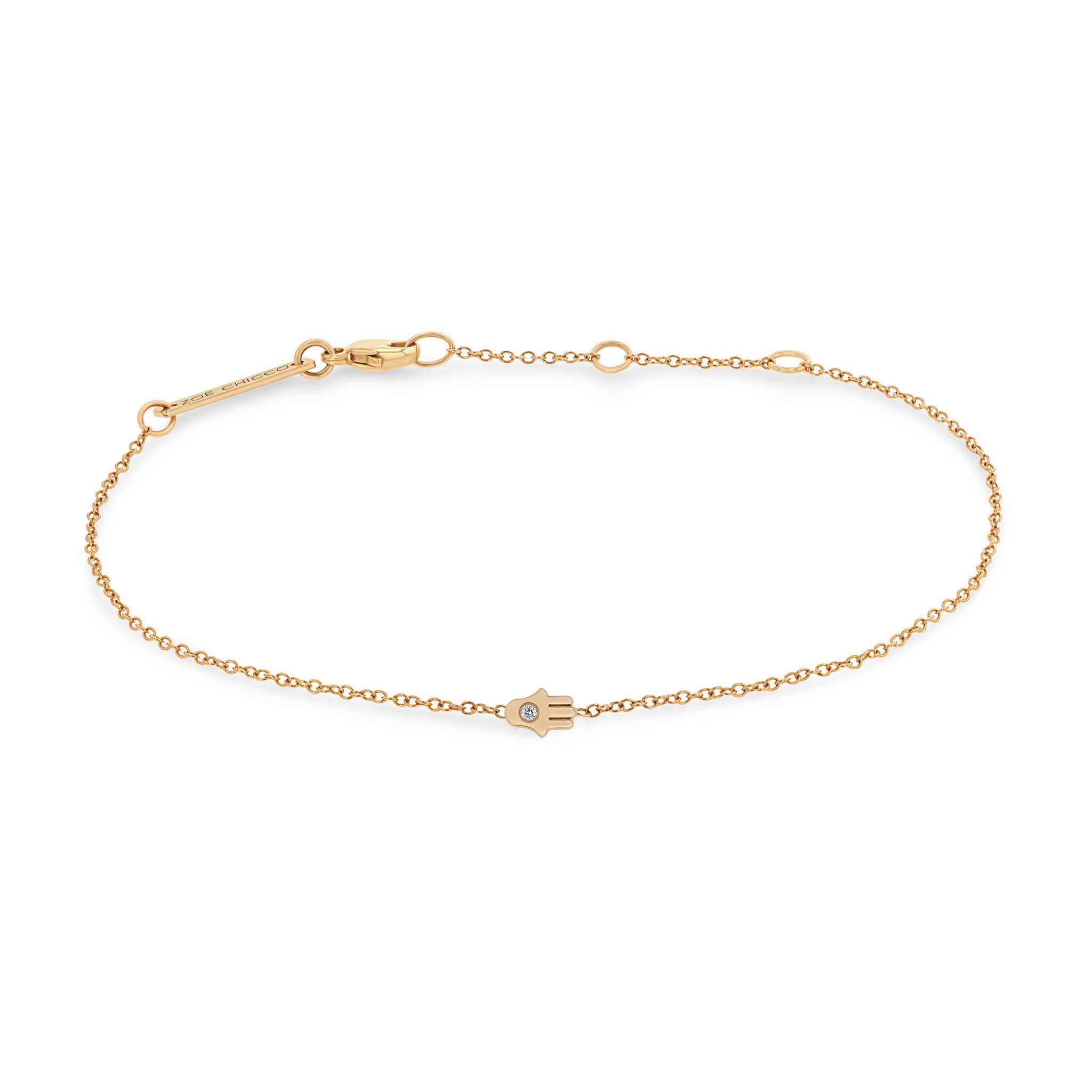 Itty Bitty Hamsa Bracelet with Single Diamond