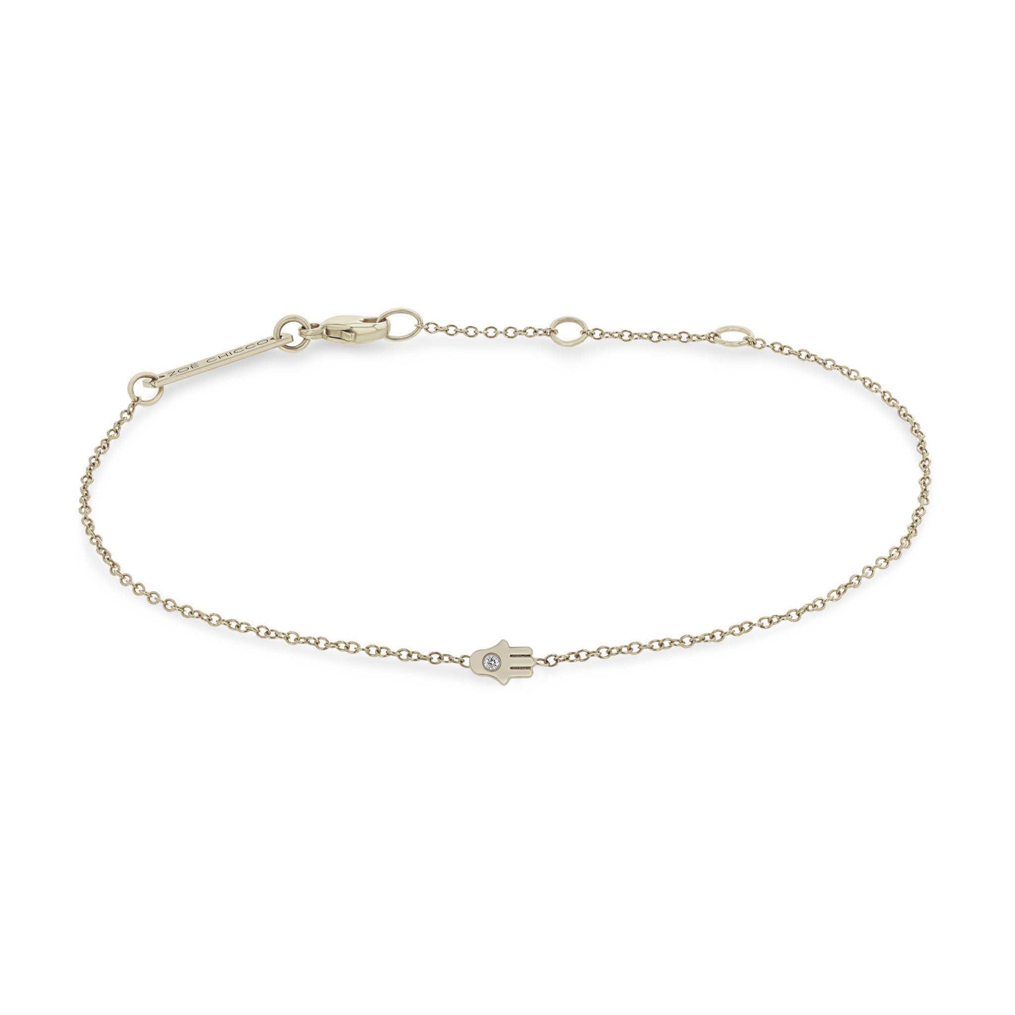 Itty Bitty Hamsa Bracelet with Single Diamond