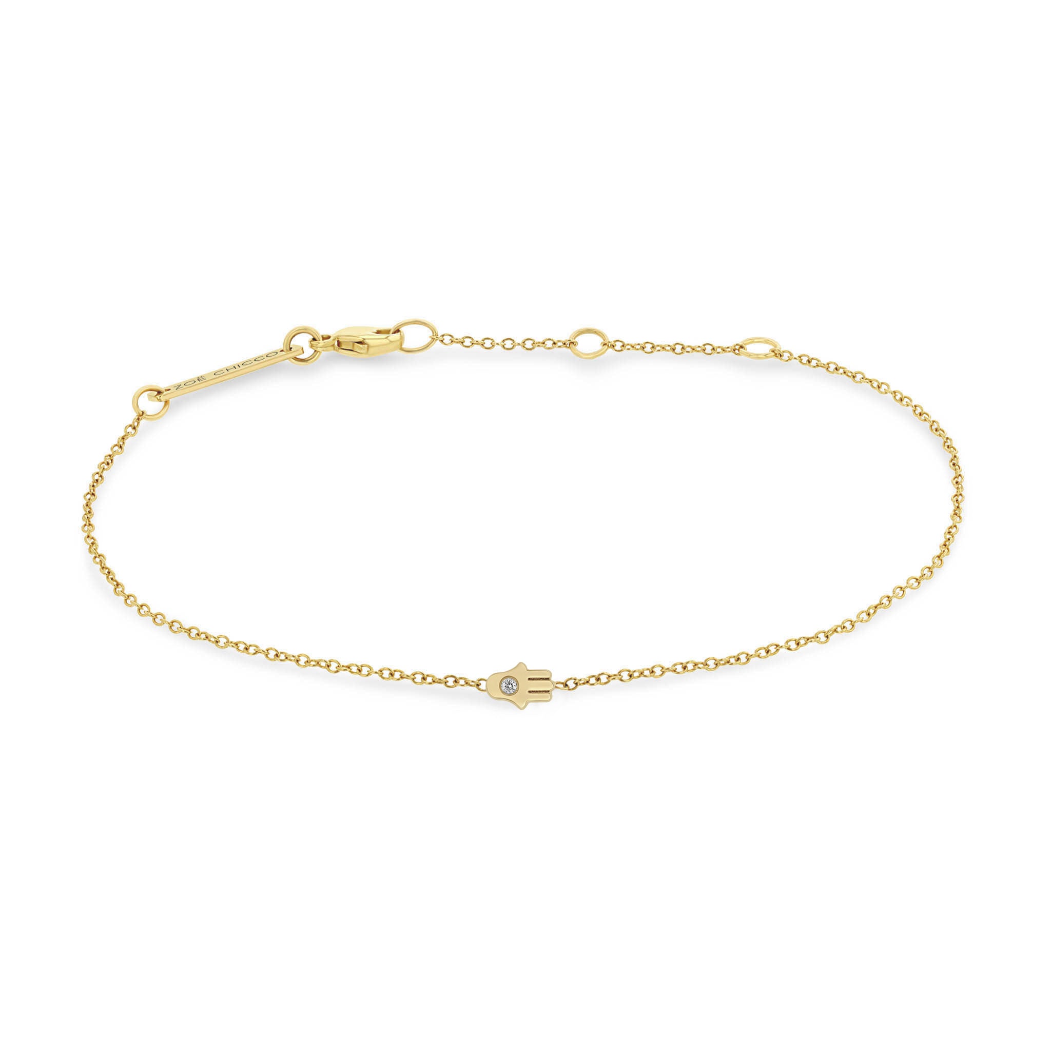 Itty Bitty Hamsa Bracelet with Single Diamond