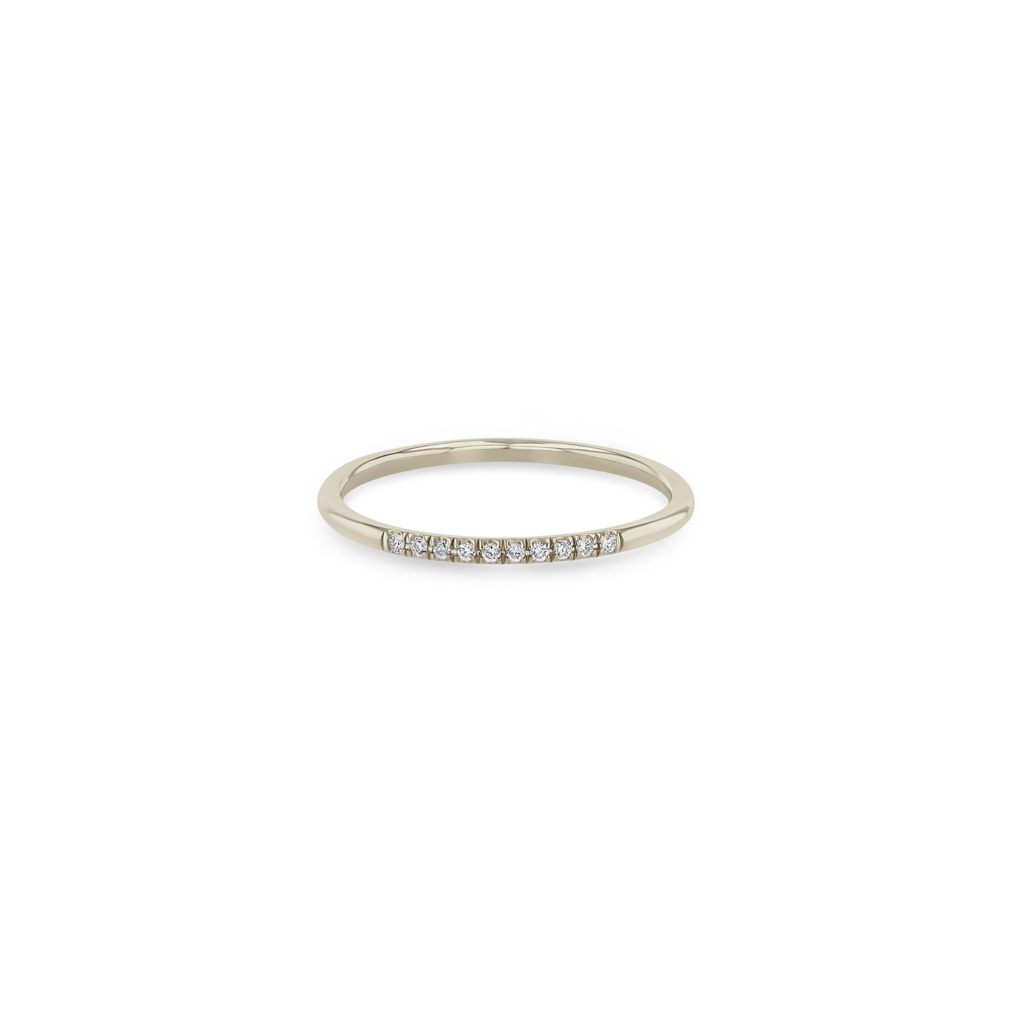 Gold Band Ring with 10 Pave Set Diamonds