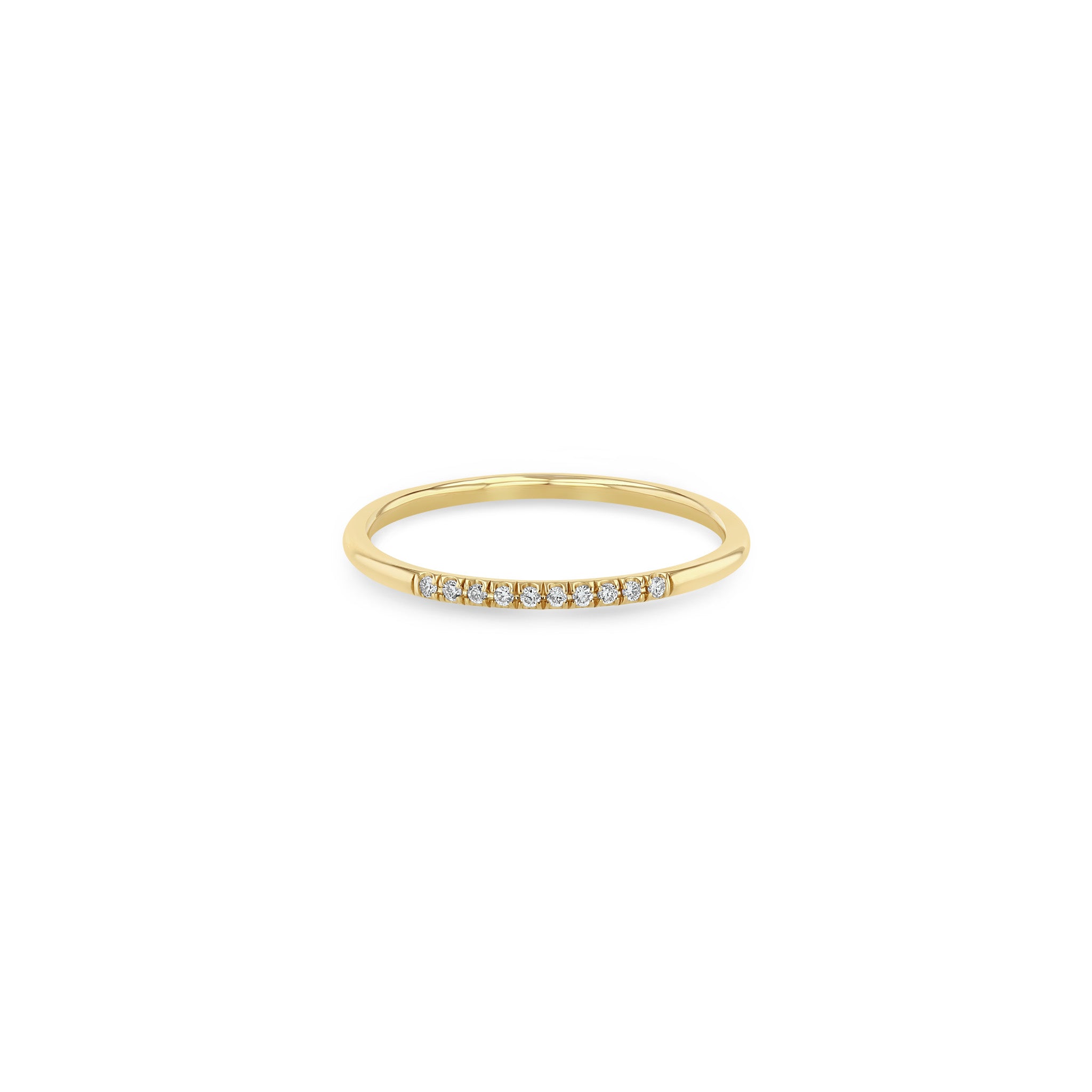 Gold Band Ring with 10 Pave Set Diamonds