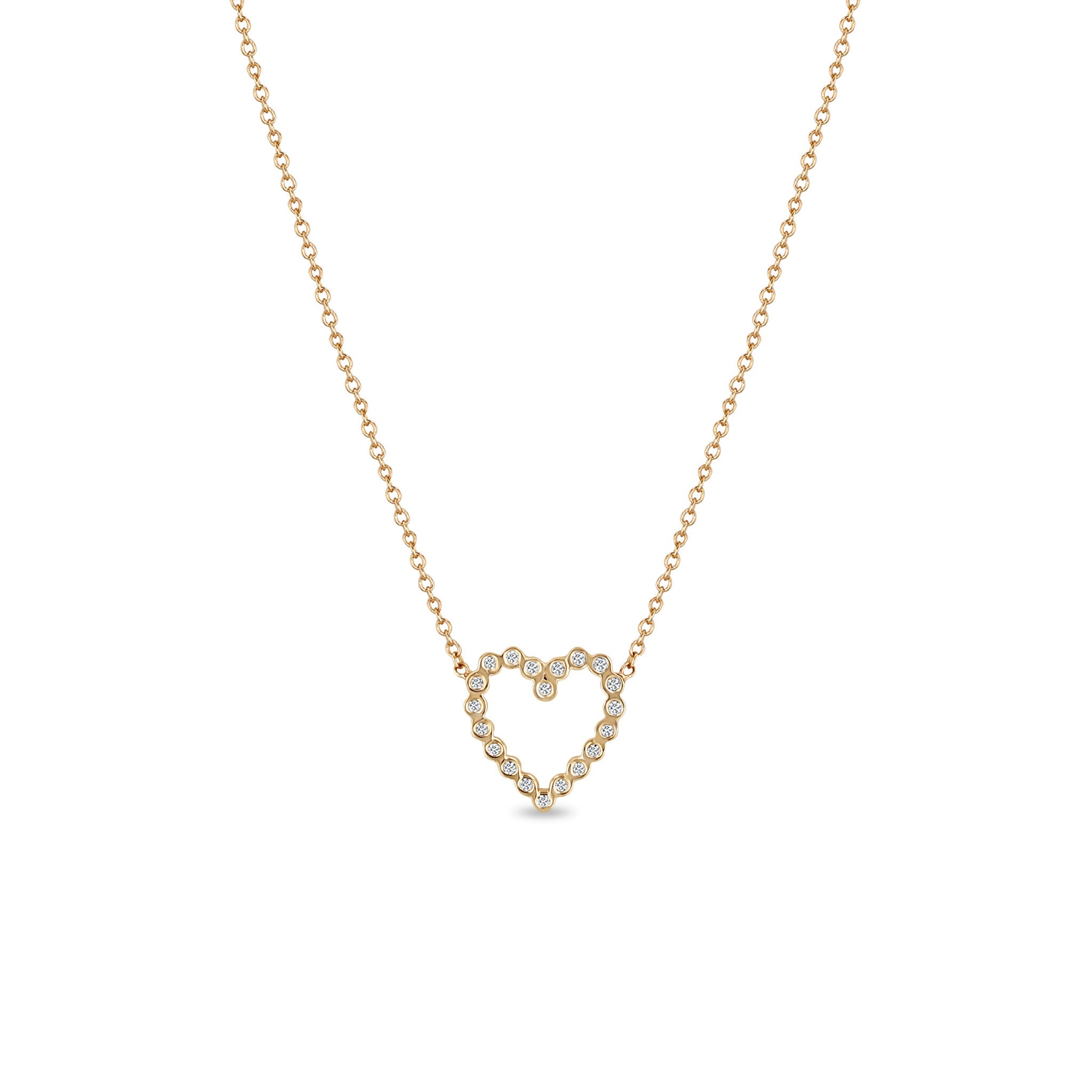 Small Bezel Set Open Heart Necklace