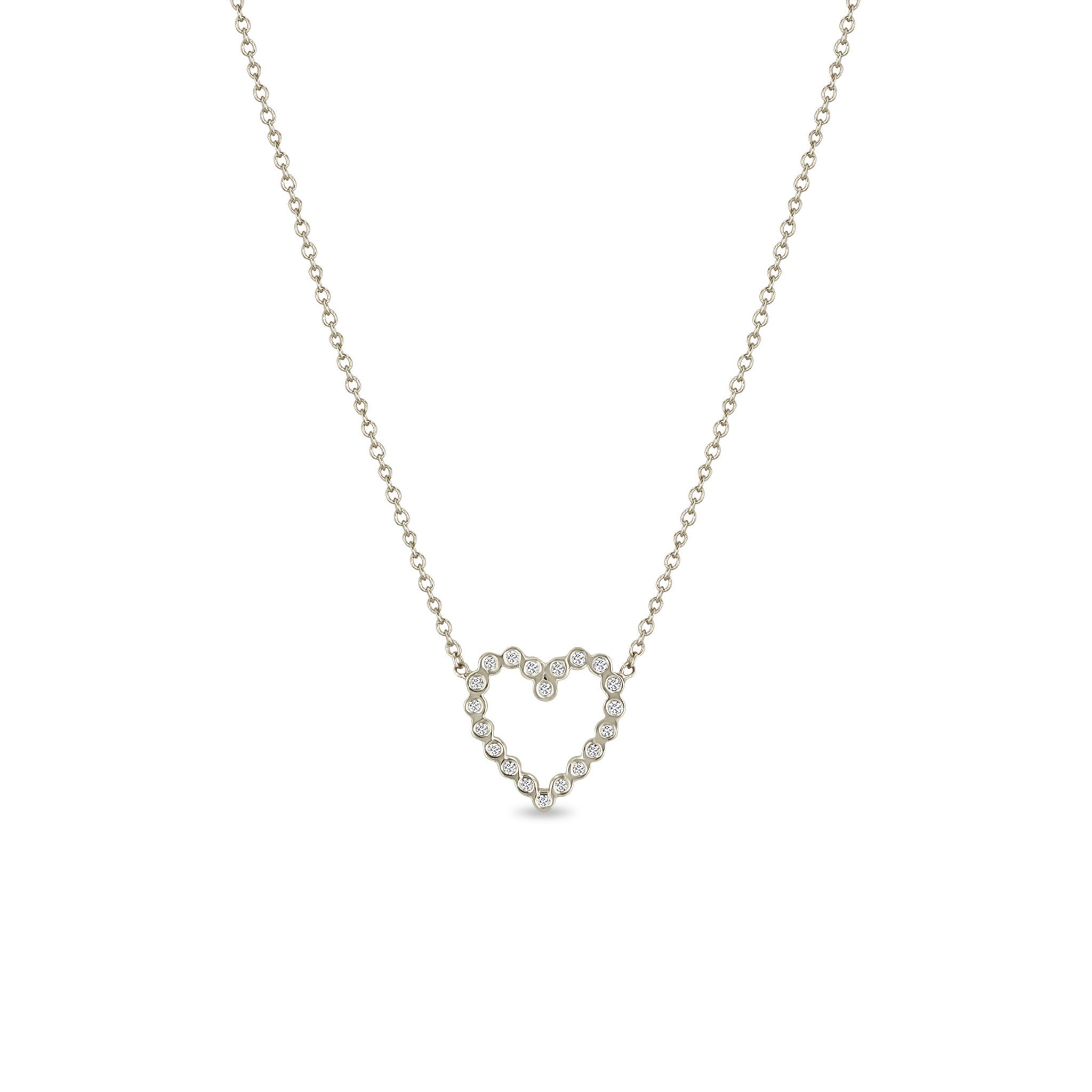 Small Bezel Set Open Heart Necklace