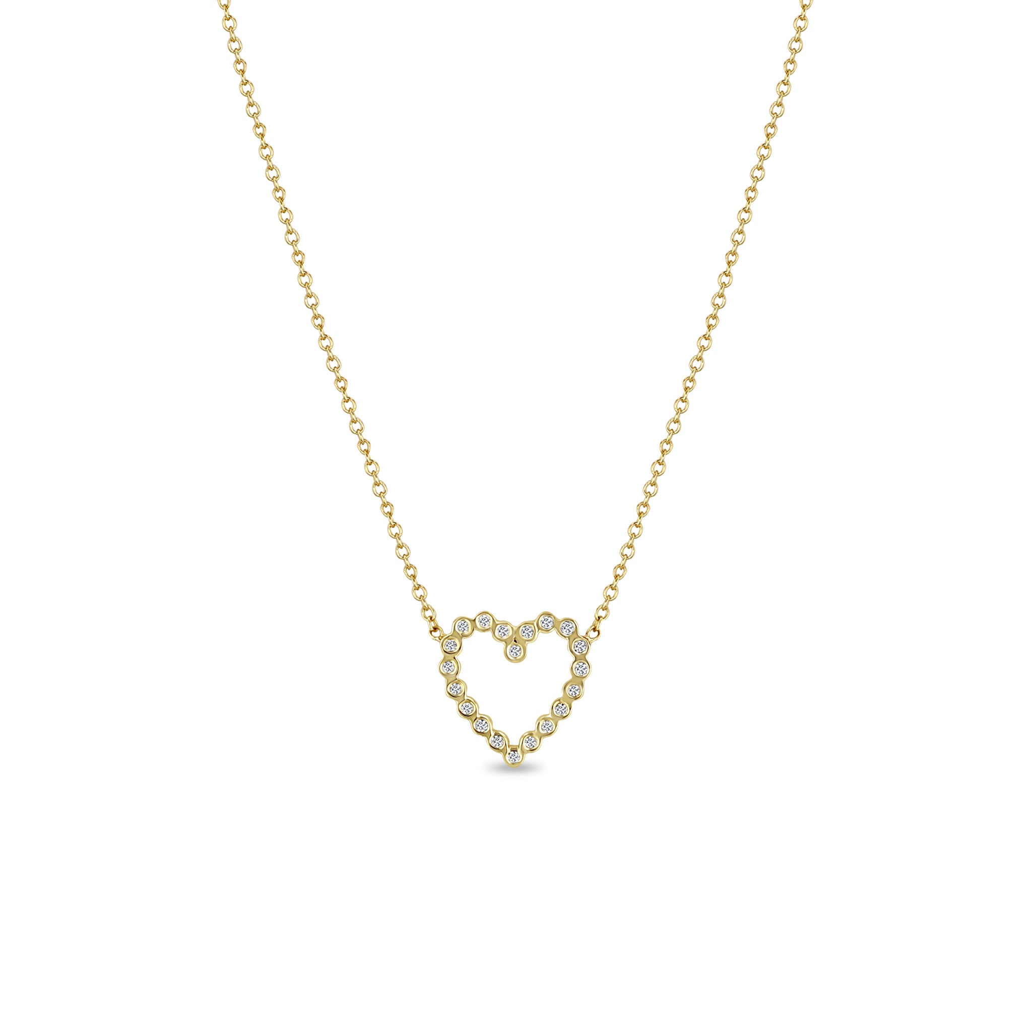 Small Bezel Set Open Heart Necklace