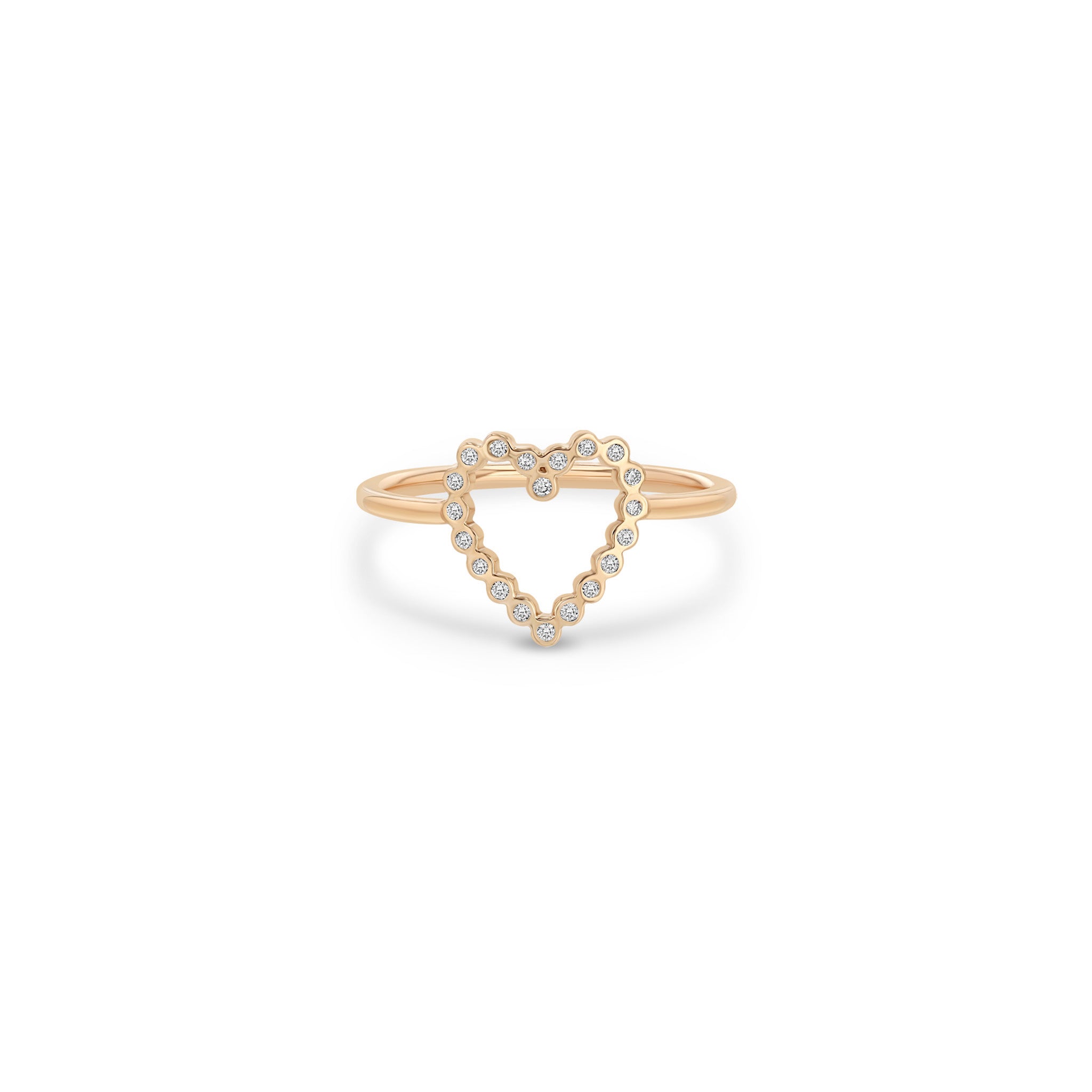 Small Bezel Set Open Heart Ring