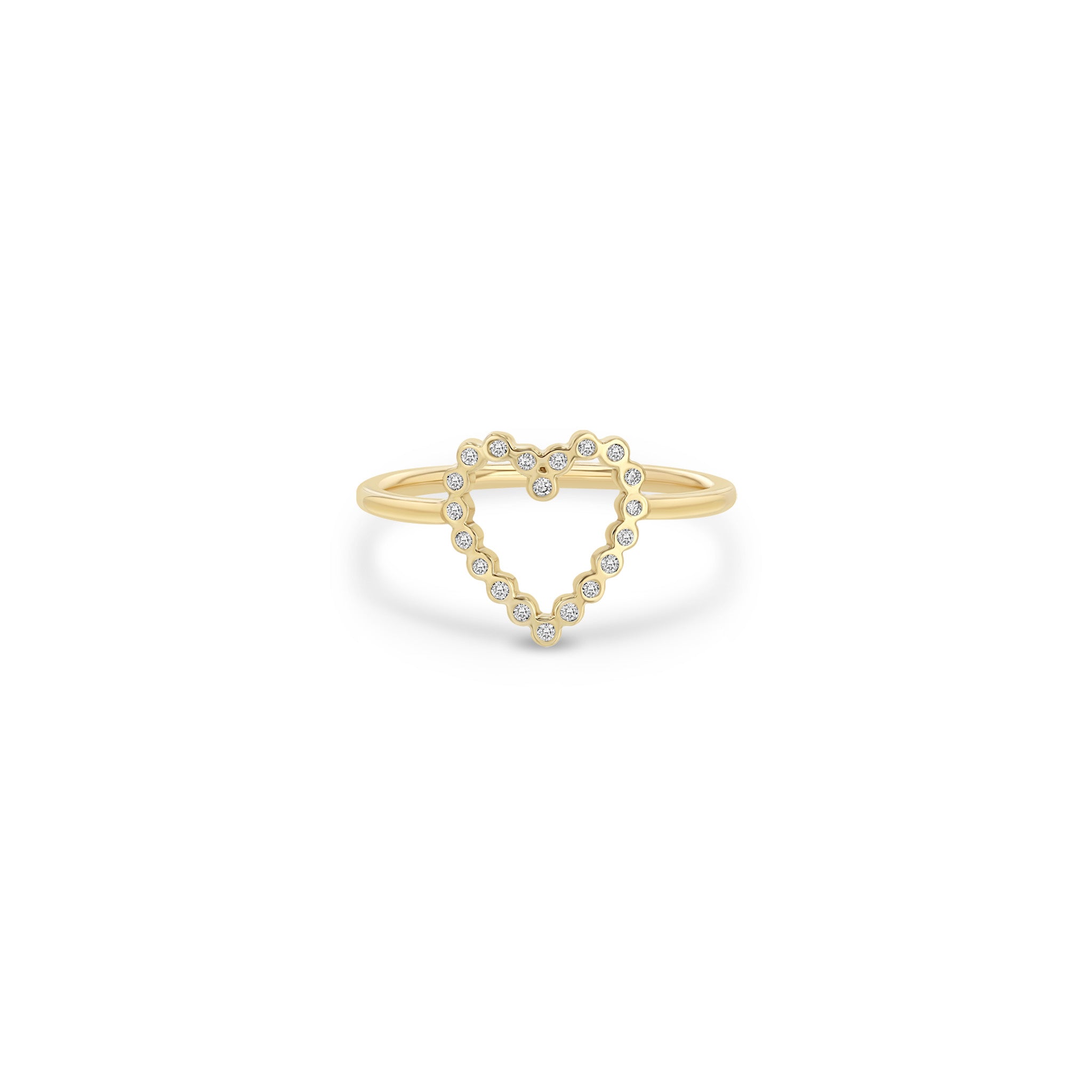 Small Bezel Set Open Heart Ring